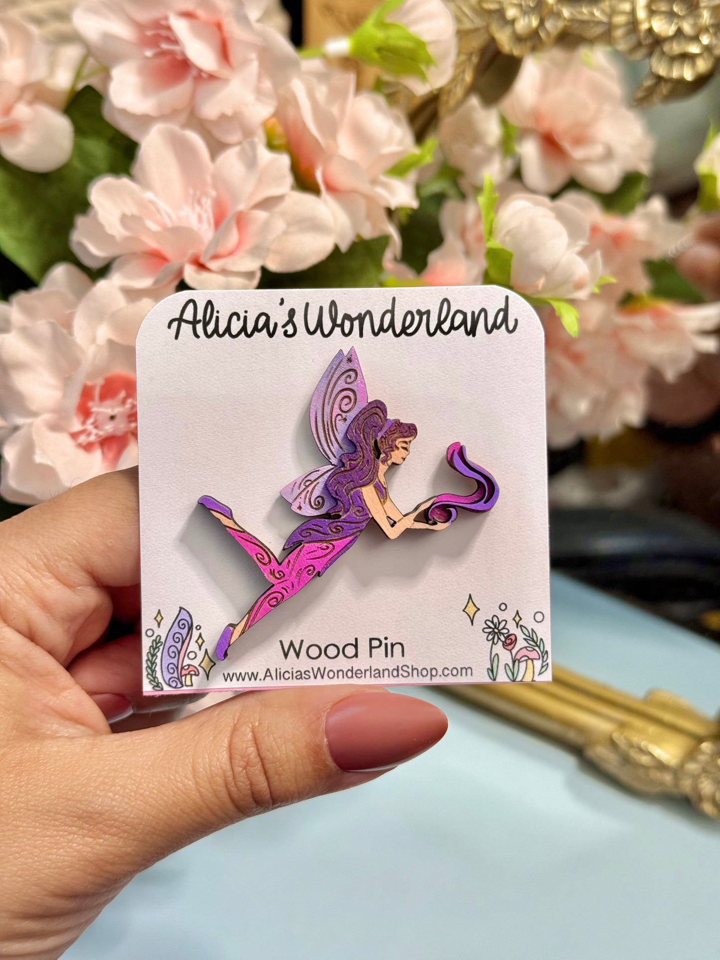 Whispering Wind Fairy - Wood Pin or Magnet