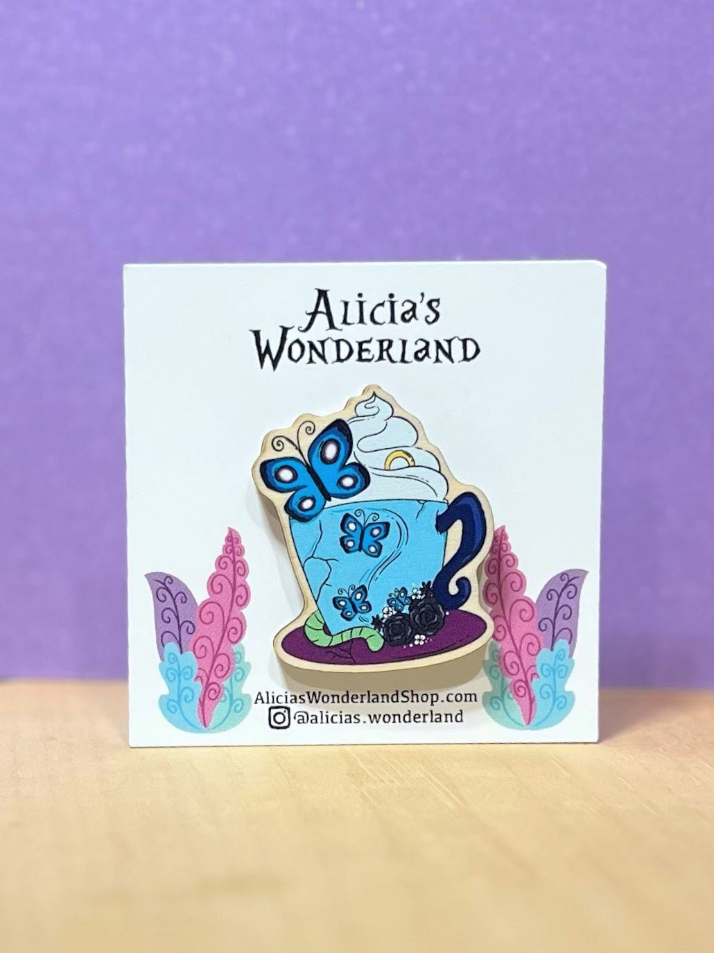 Emily Spooky Mug Wood Pin