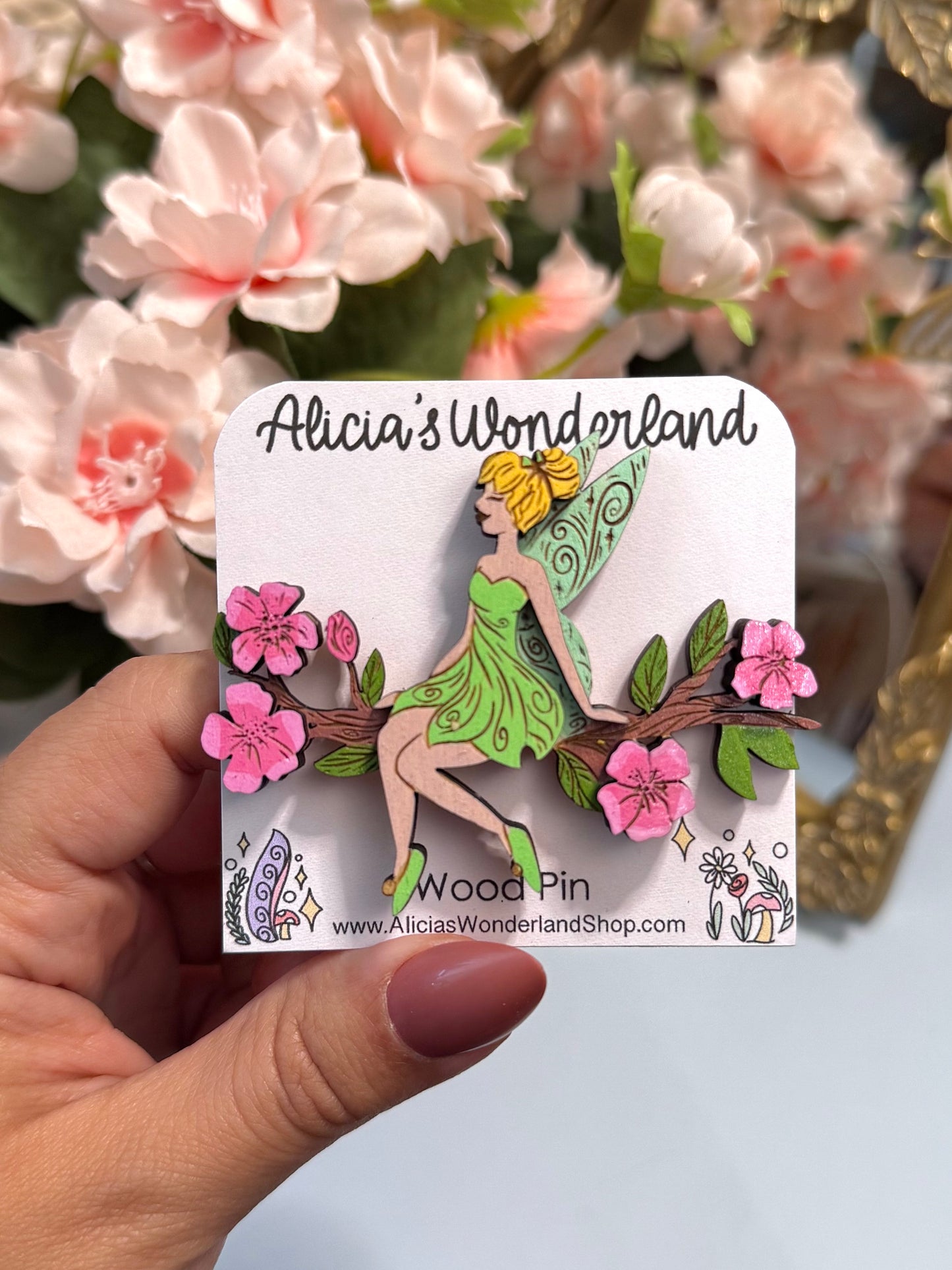 Sparkle & Tinker Fairy - Wood Pin or Magnet