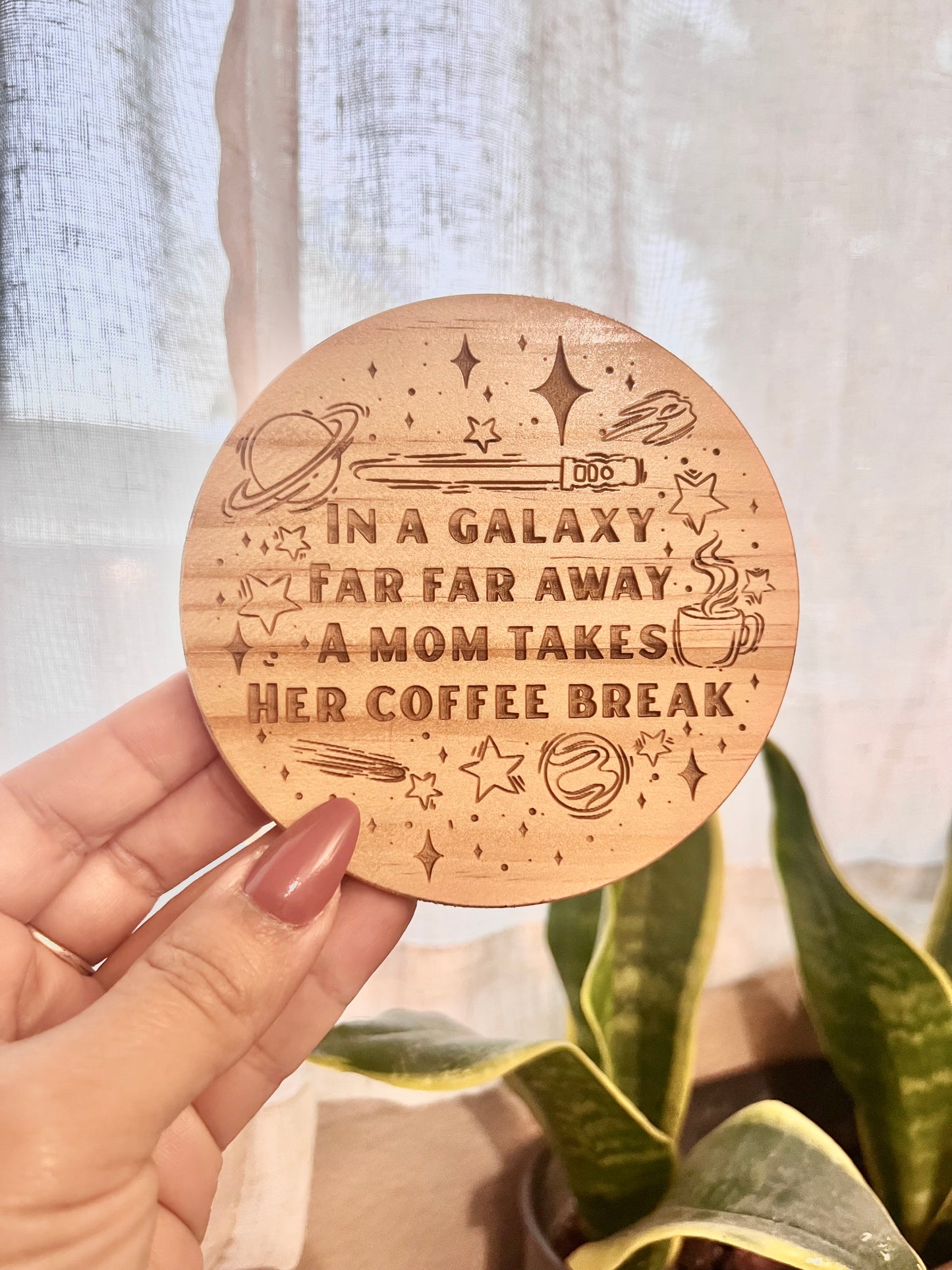 Mom’s Galaxy Break Wood Coasters