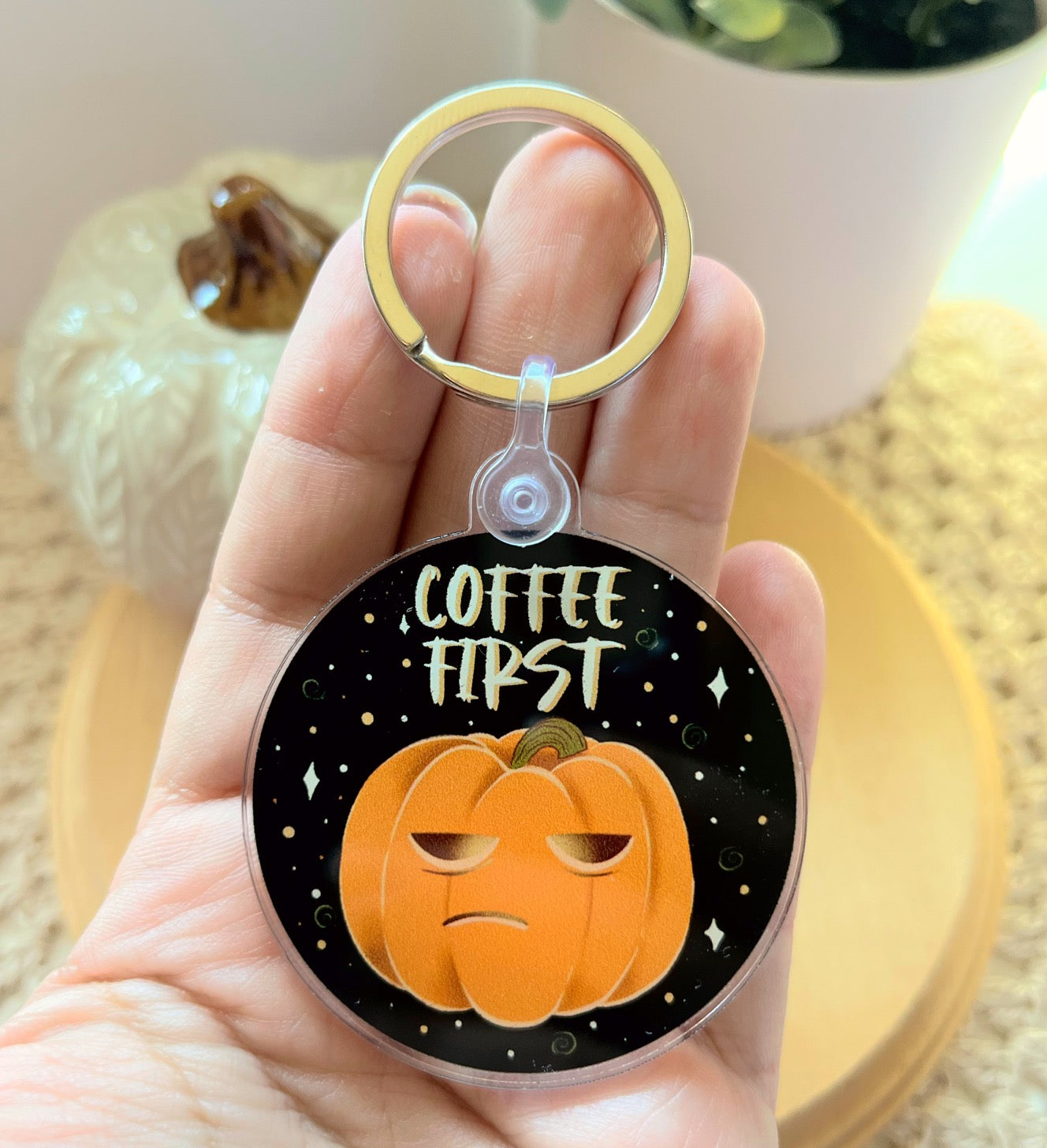 Coffee First Acrylic Keychain