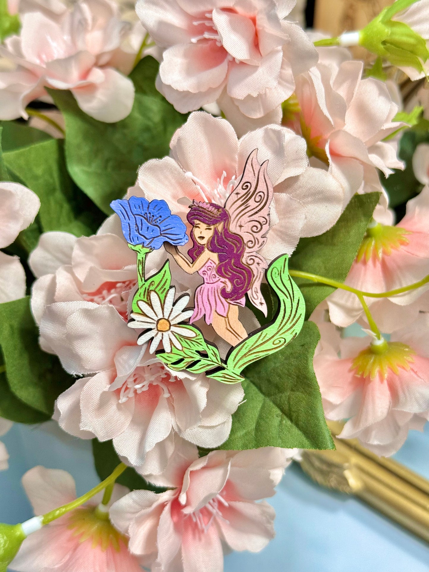 Flower Realm Fairy - Wood Pin or Magnet