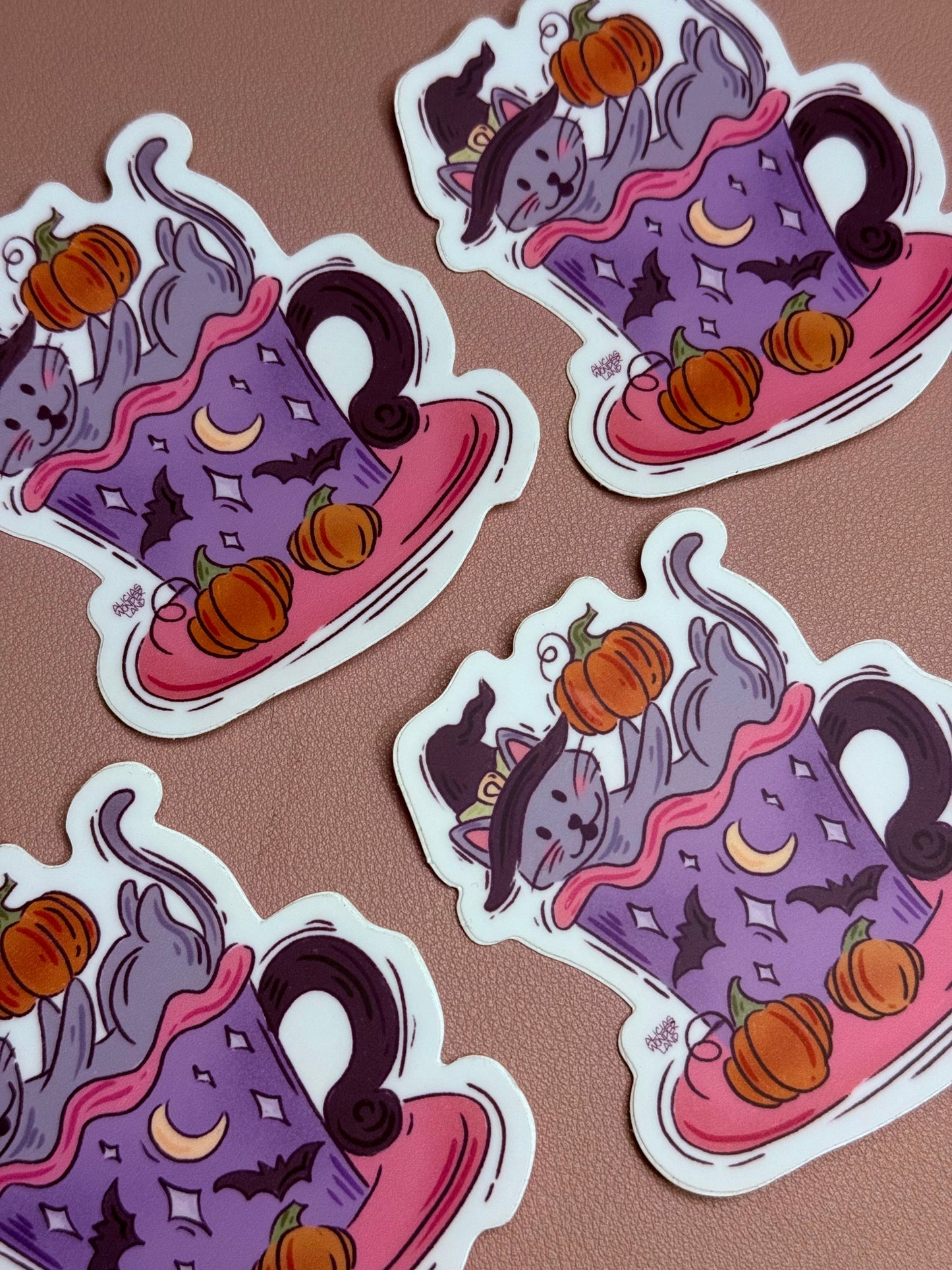 Witchy Cat in a Mug Sticker