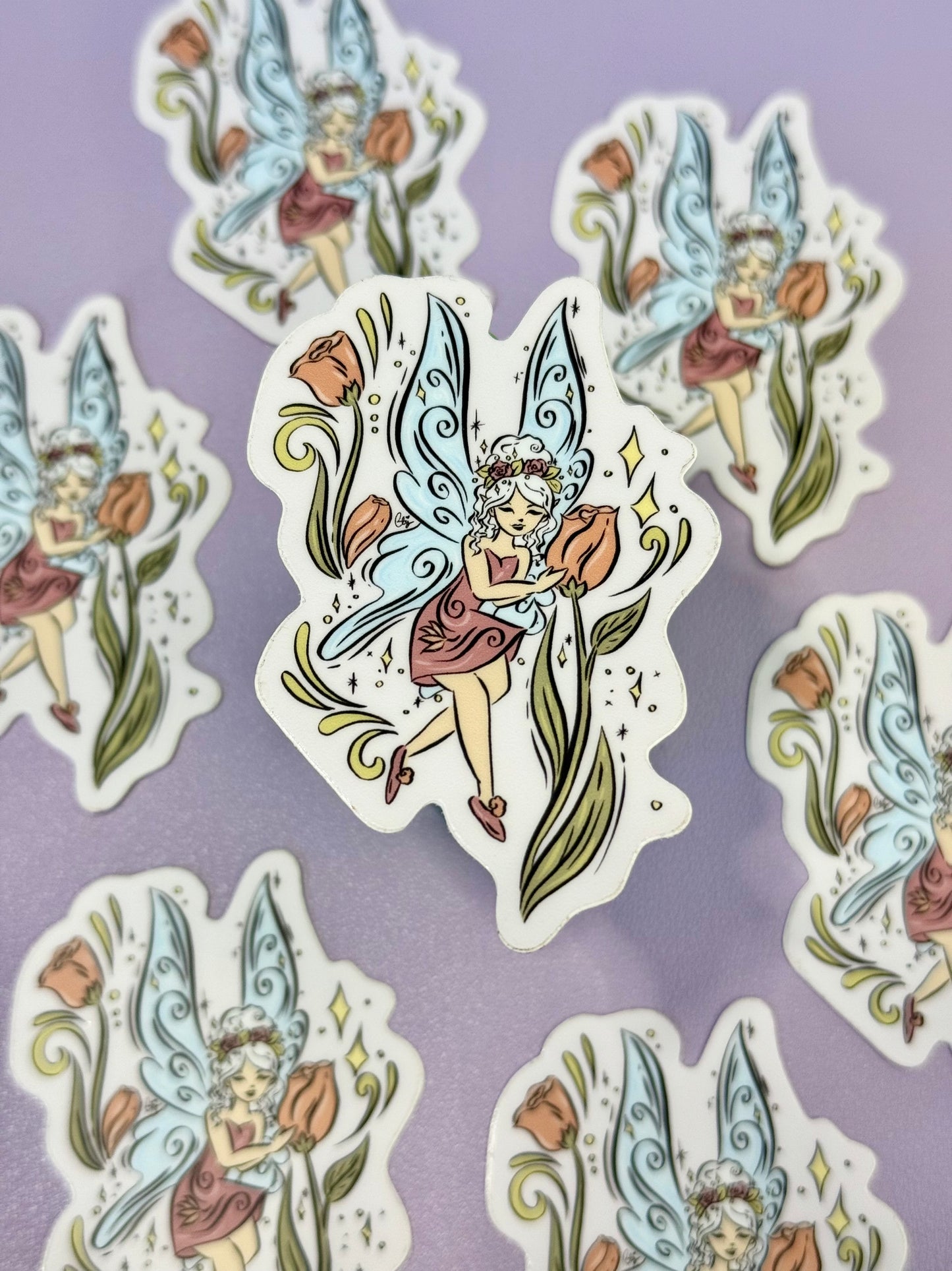 Tulips & Wings Vinyl Sticker