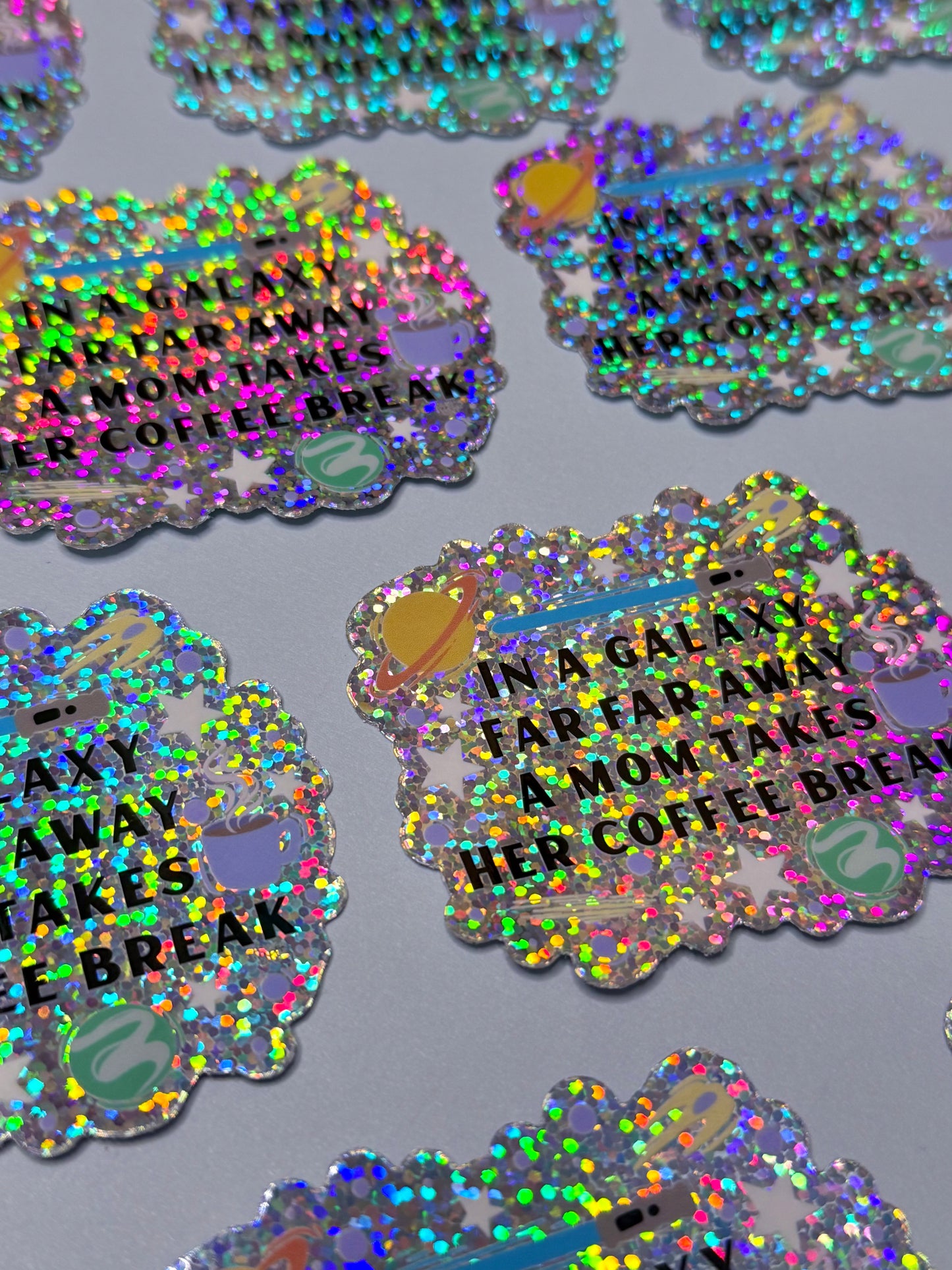 Coffee Break in a Galaxy Far Away Glitter Vinyl Sticker