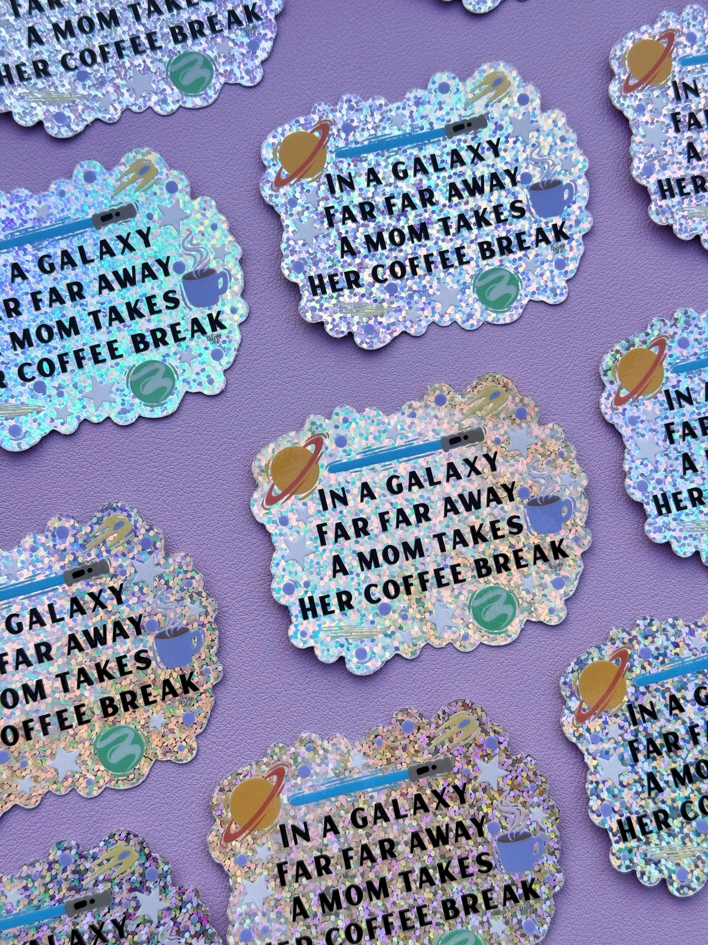 Coffee Break in a Galaxy Far Away Glitter Vinyl Sticker