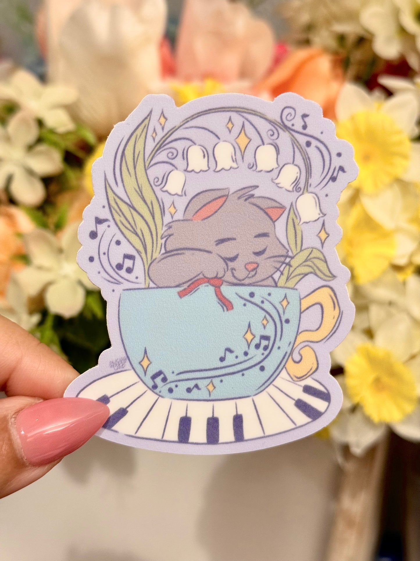 Fancy Cat Sticker | Teacup Buddies