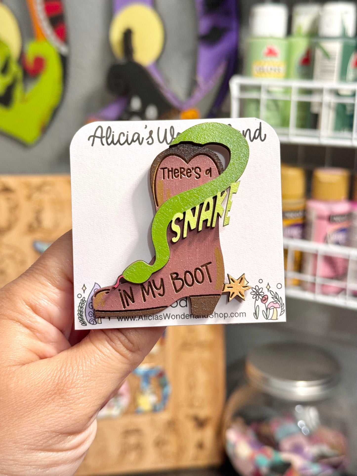 Boot Wood Pin or Magnet