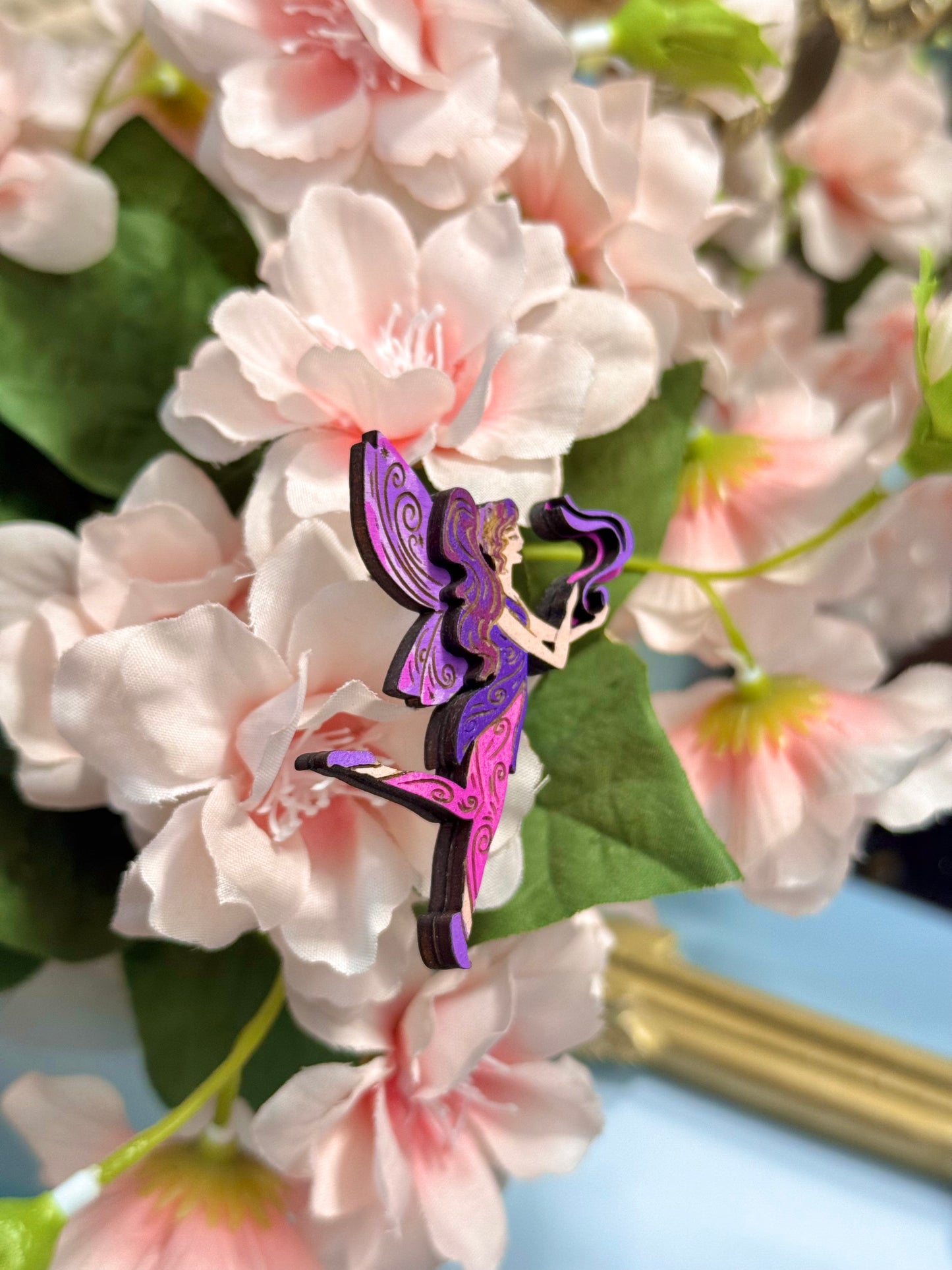 Whispering Wind Fairy - Wood Pin or Magnet