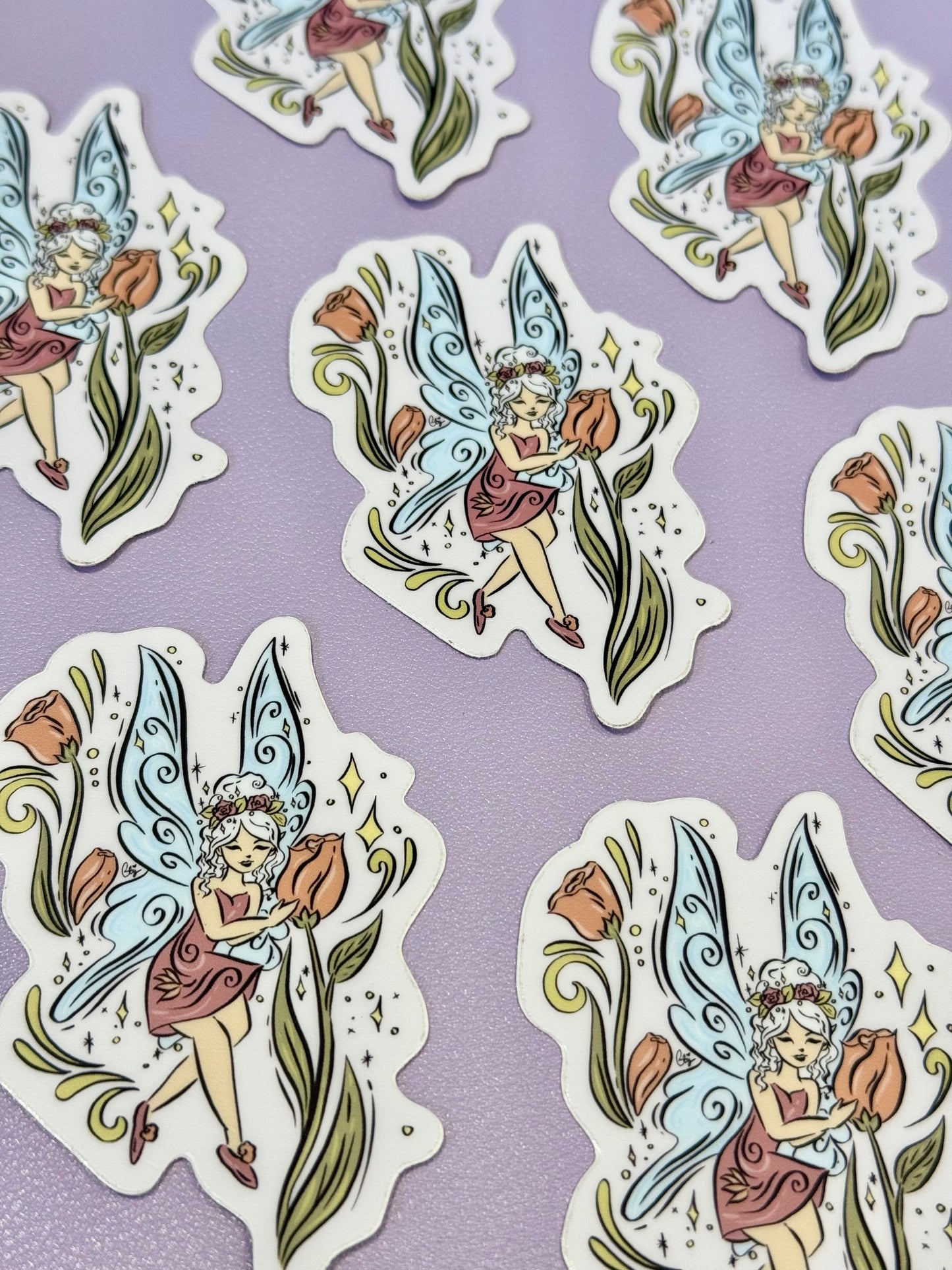 Tulips & Wings Vinyl Sticker