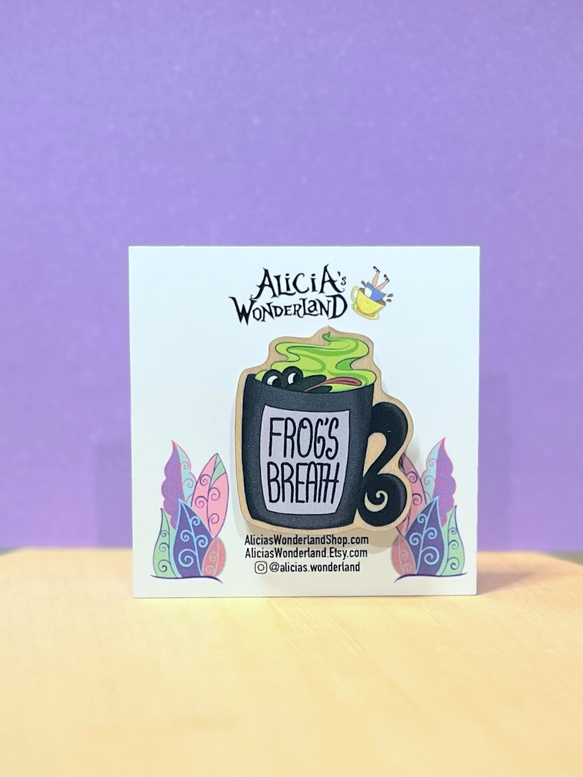 Frogs Breath Spooky Mug Wood Pin