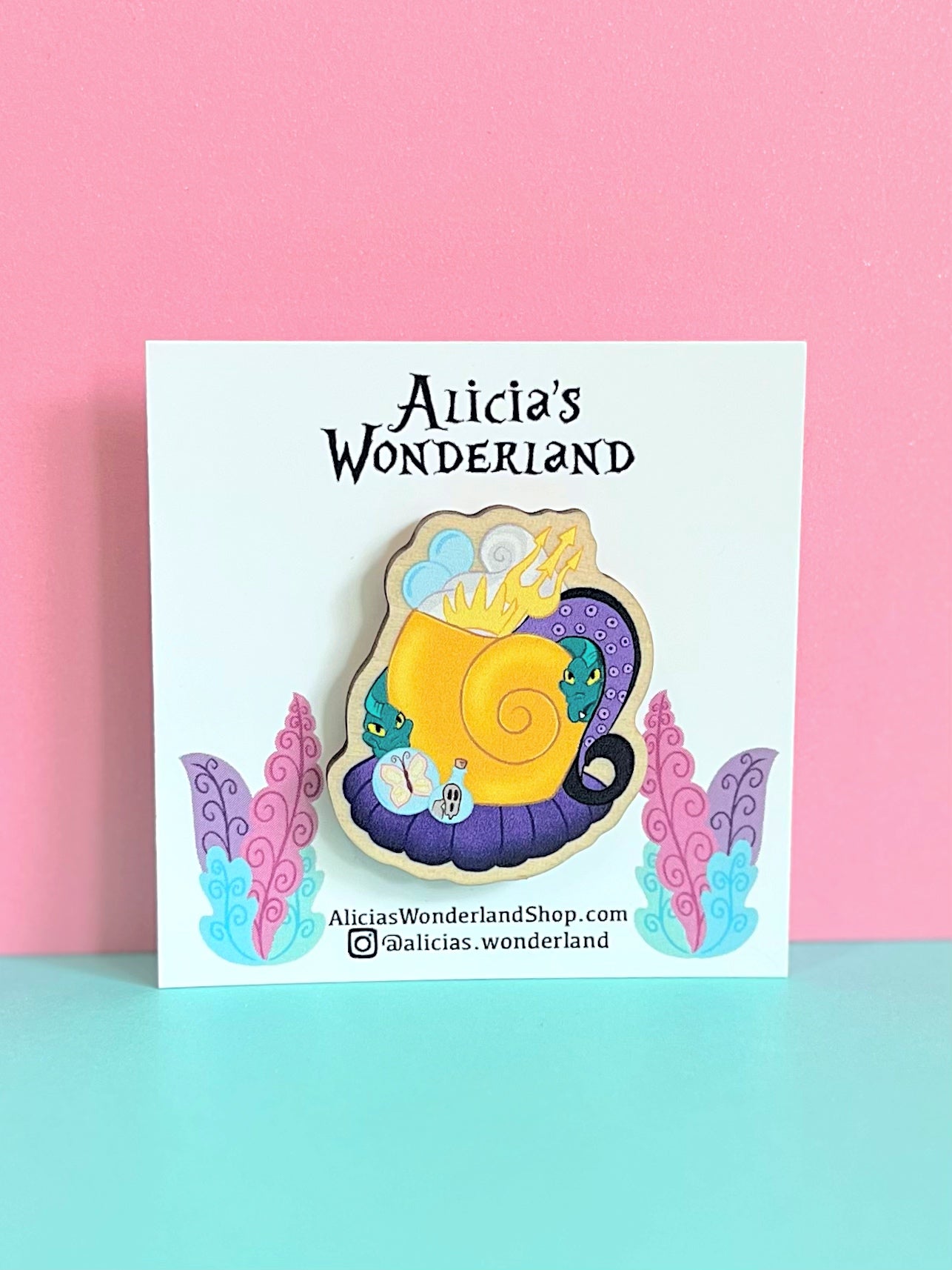 Sea Witch Mug Wood Pin