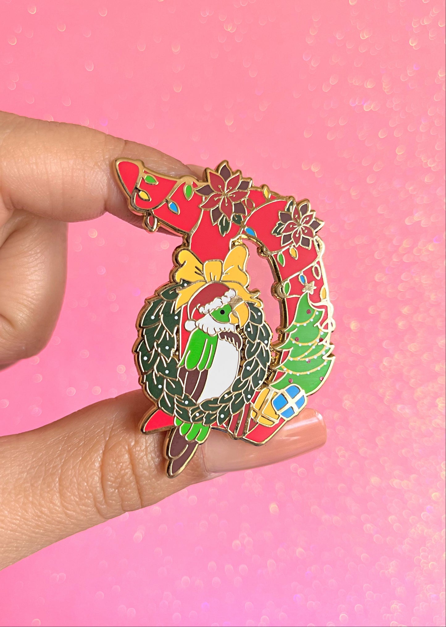 Xmas Tiki Bird Enamel Pin