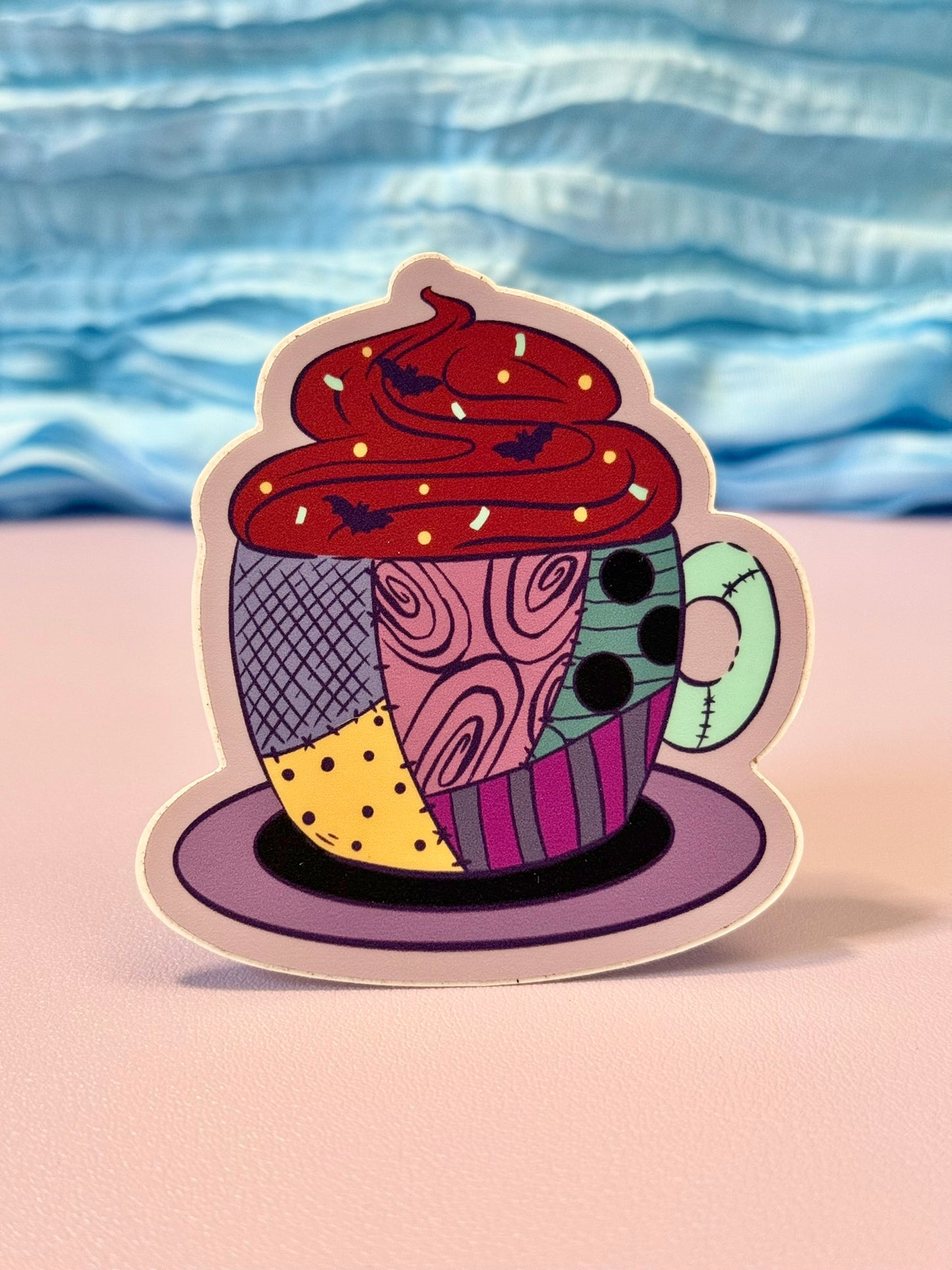 Stitched Doll Latte Sticker | Wicked Mugs