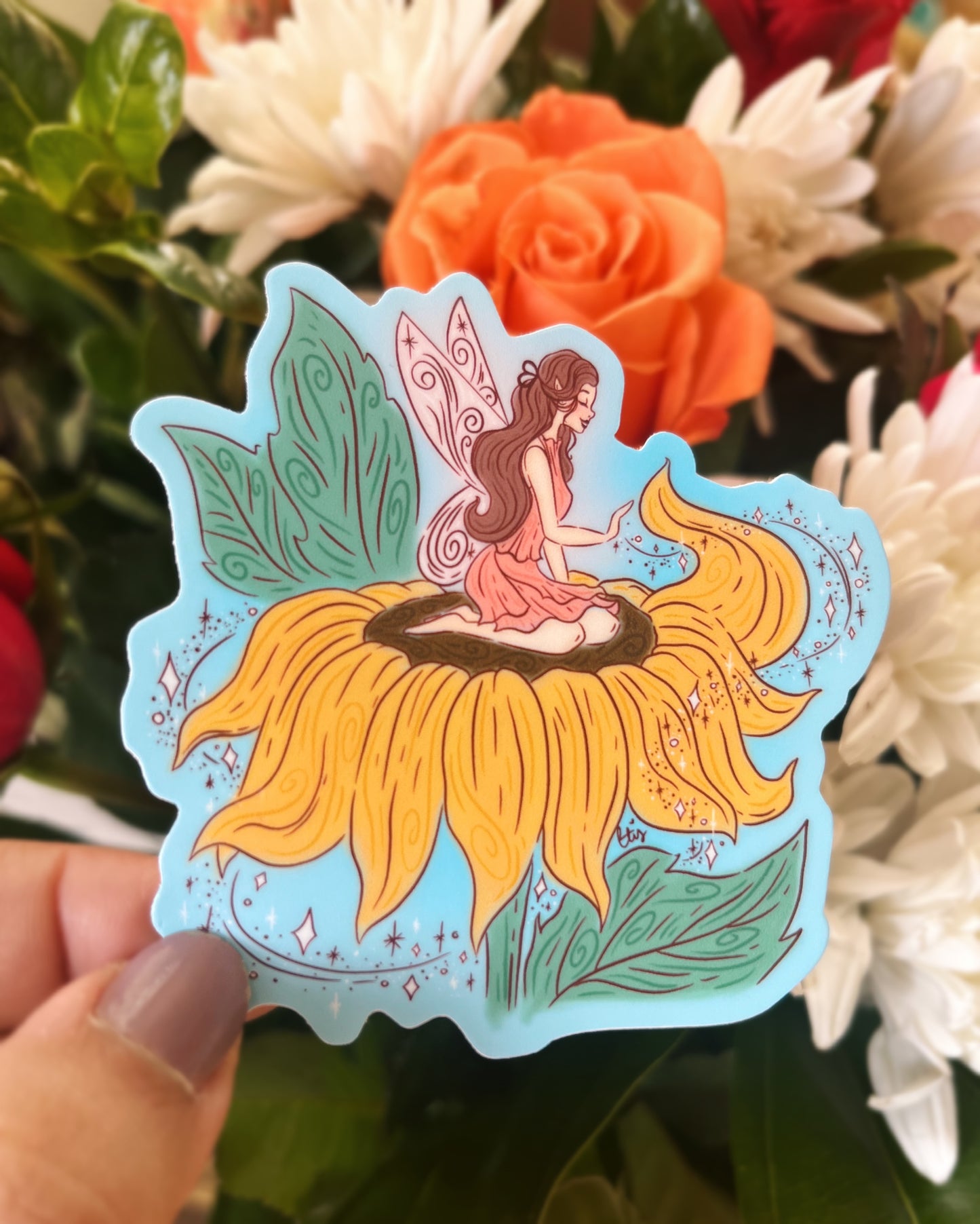 Sunshine & Sunflower Fairy Vinyl Sticker