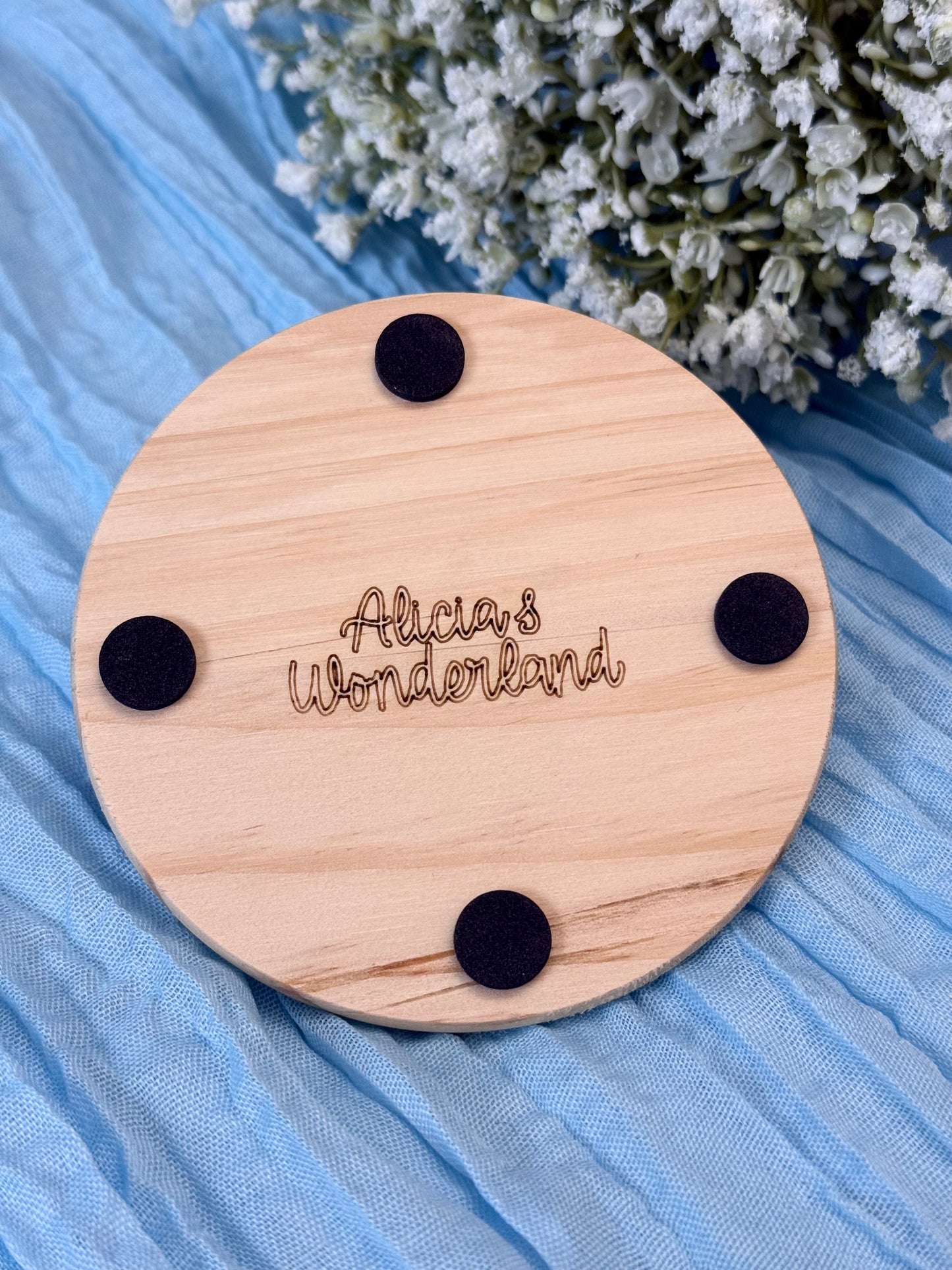 Wood Coaster - Florals & Candy Canes Mug