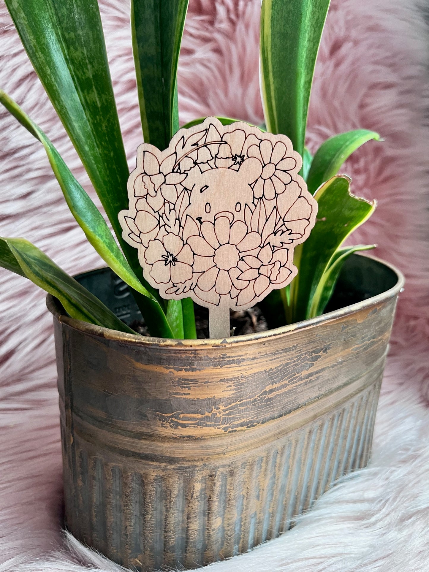 Hunny Bear Wood Plant Stake