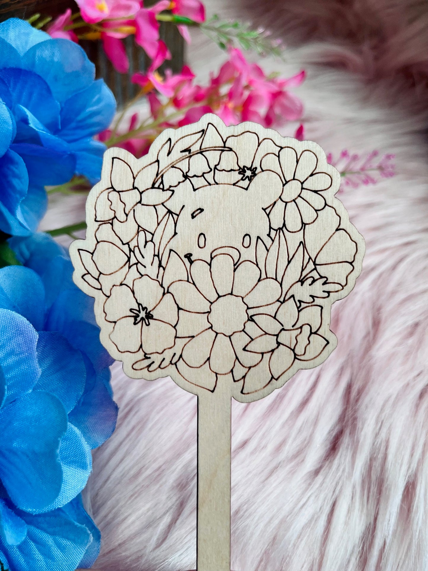 Hunny Bear Wood Plant Stake