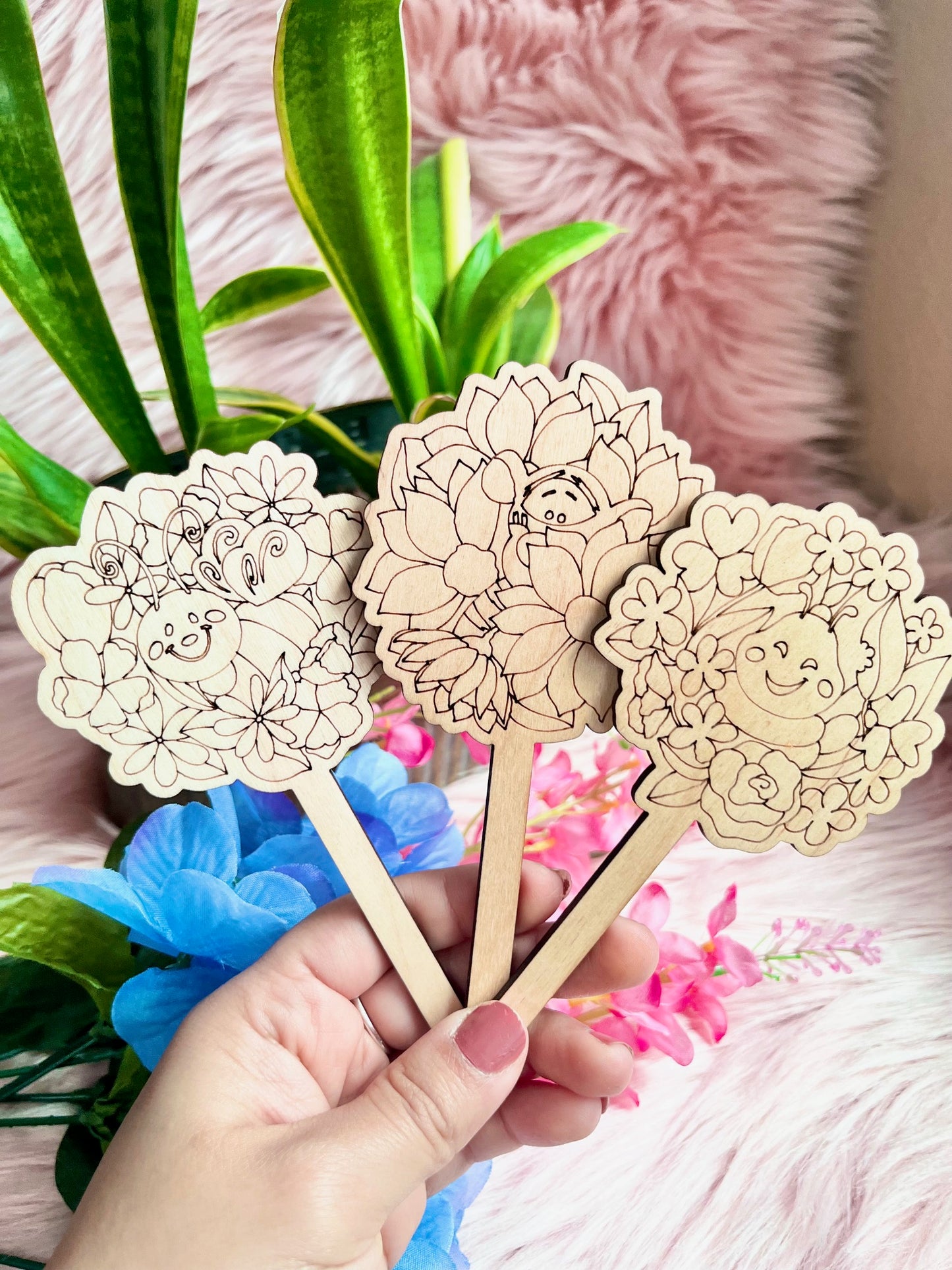 Set of 3 Wood Plant Stake