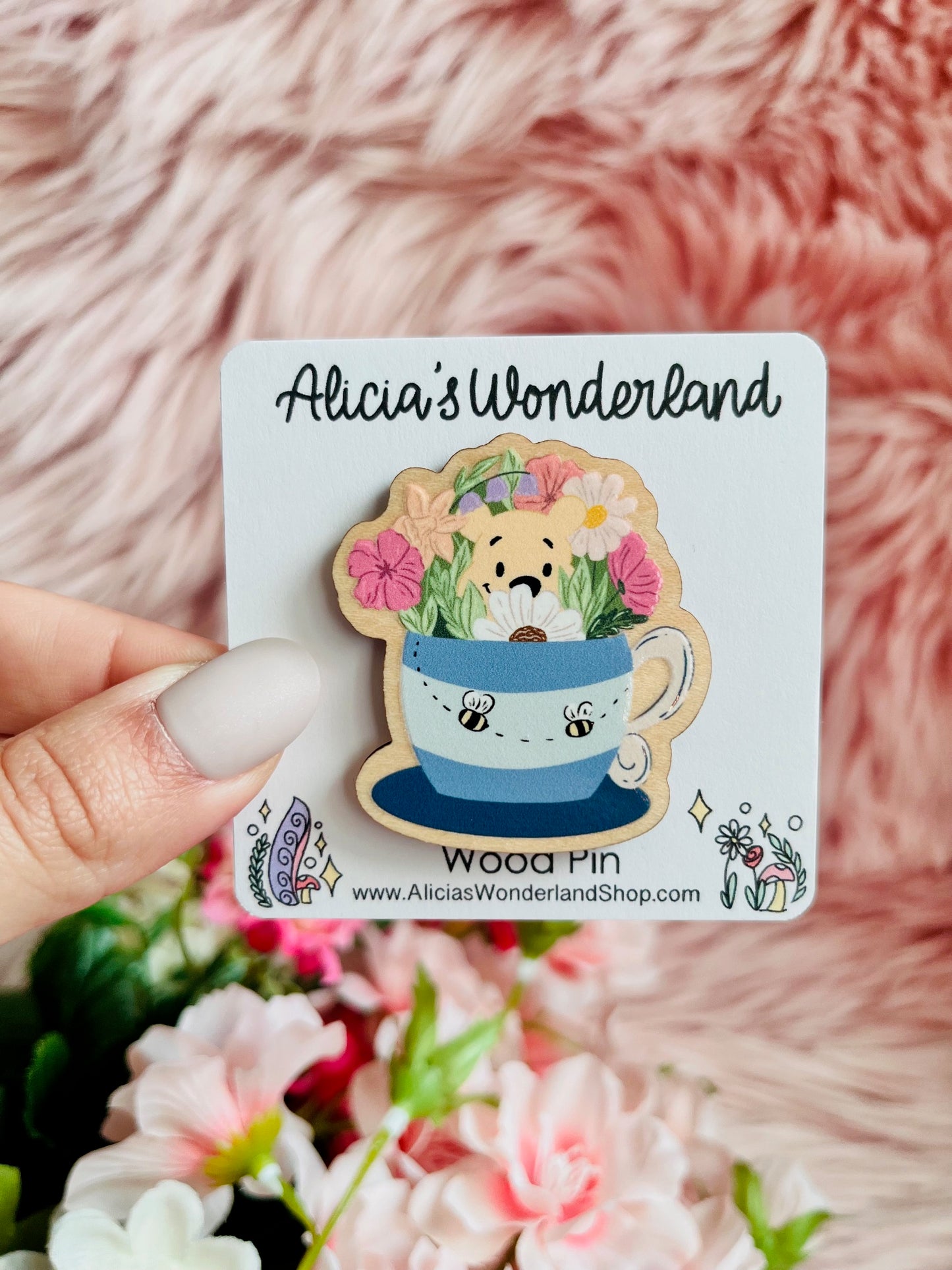 Hunny Bear Wood Pin