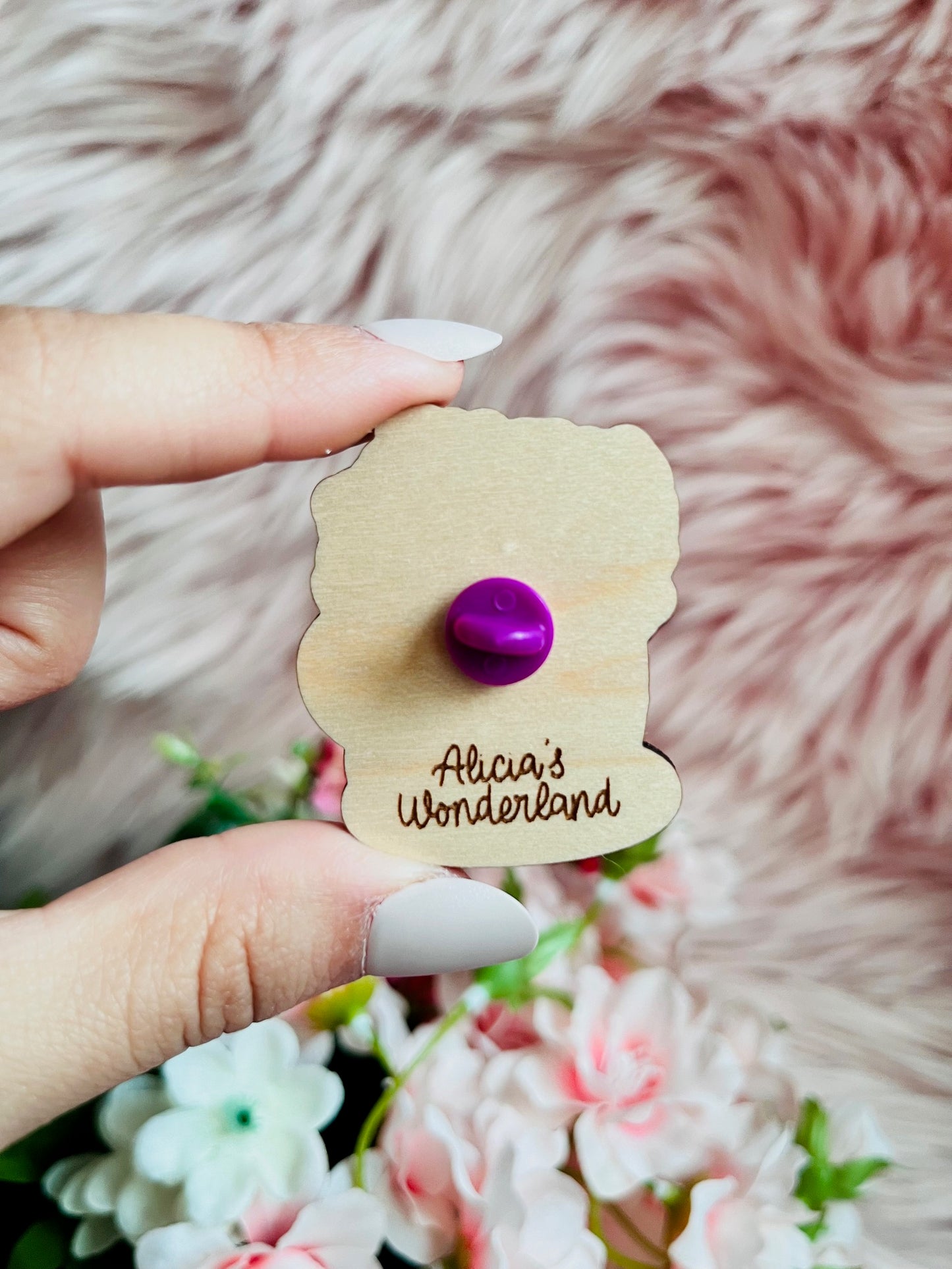 Hoppy Bunny Teacup Pin | Wood Pin
