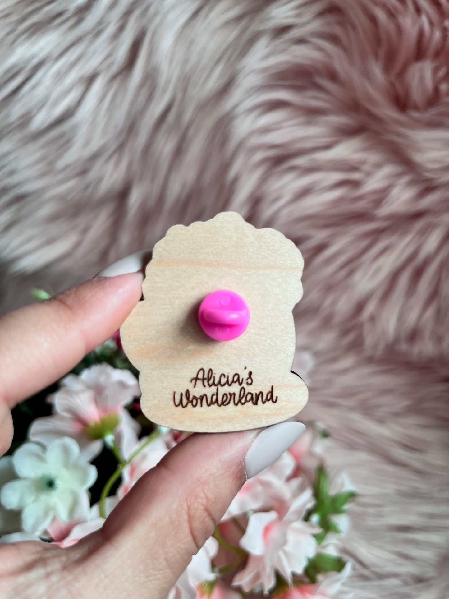 Spring Buddy Wood Pin