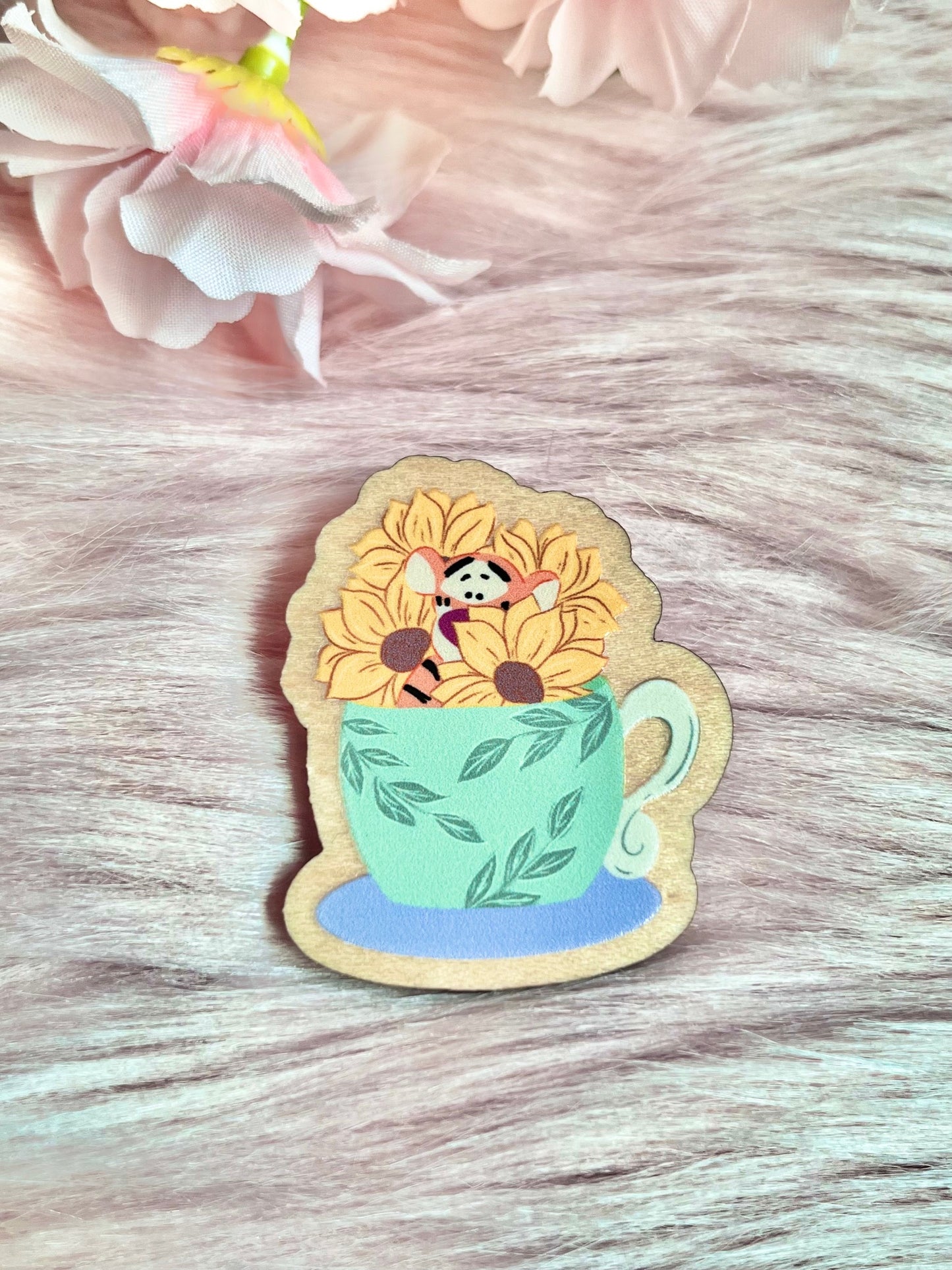 Storybook Tiger Teacup Pin | Wood Pin