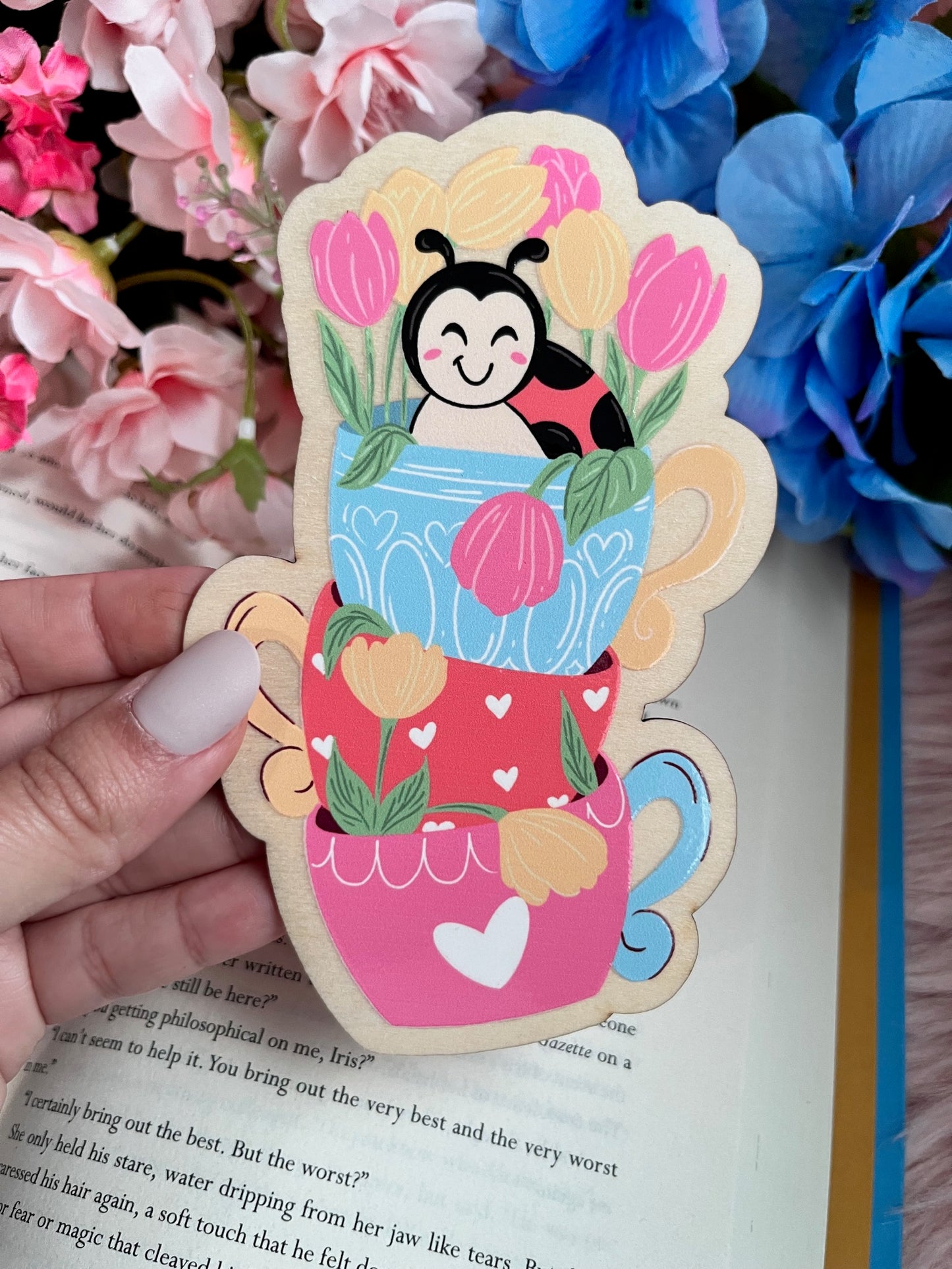 Lady Bug Wood Bookmark