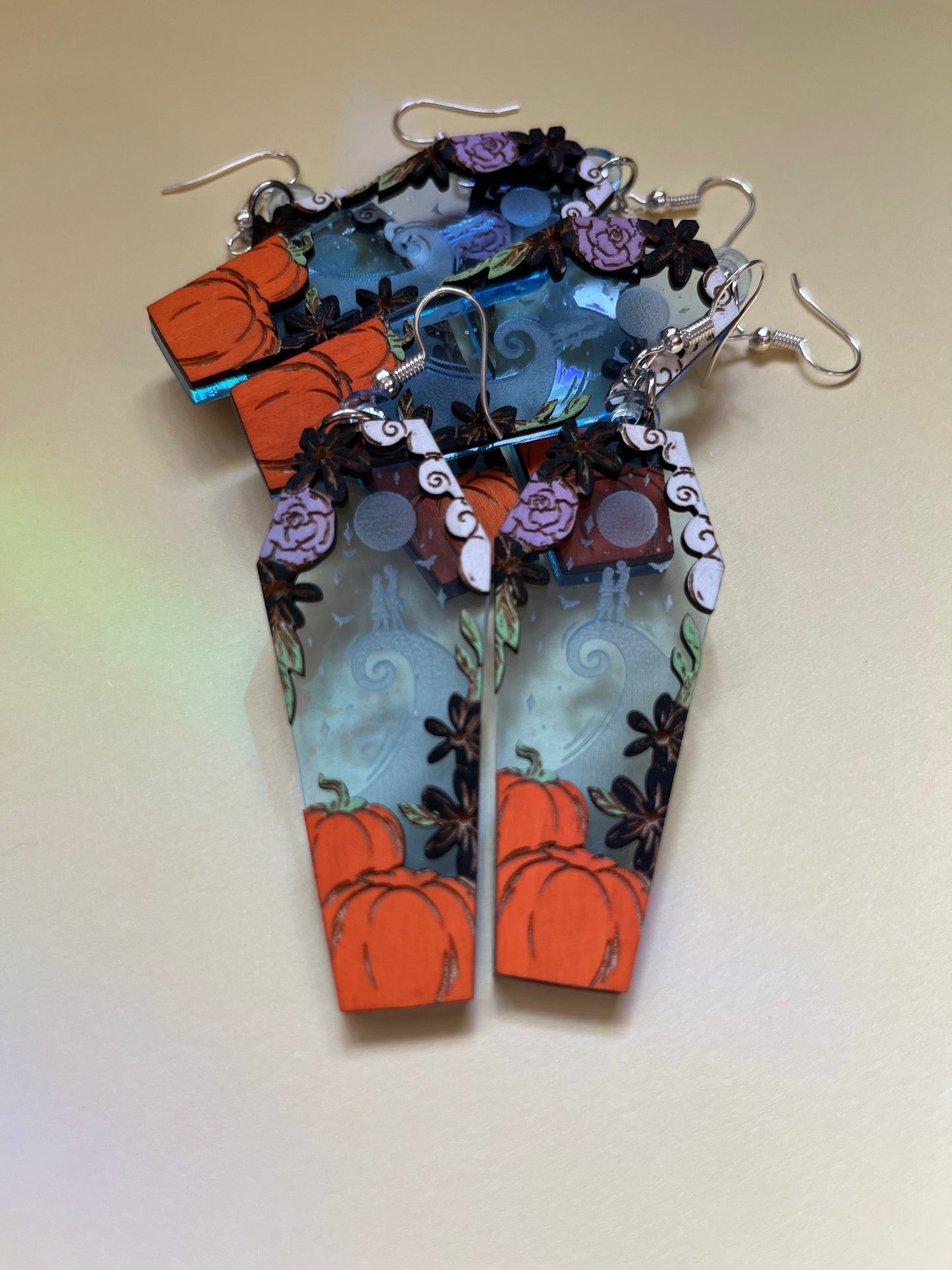 Nightmare Earrings Wood & Acrylic