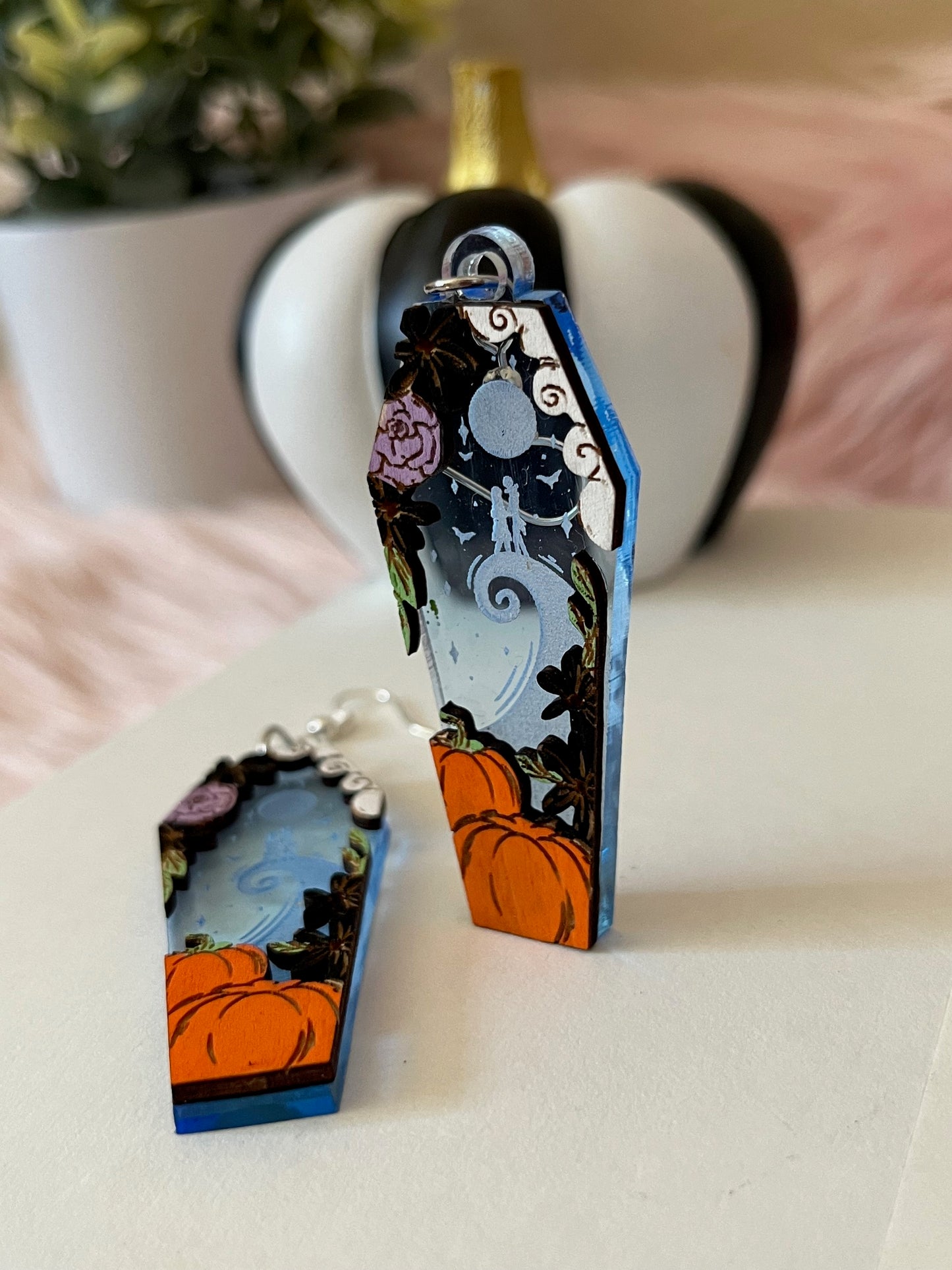 Nightmare Earrings Wood & Acrylic