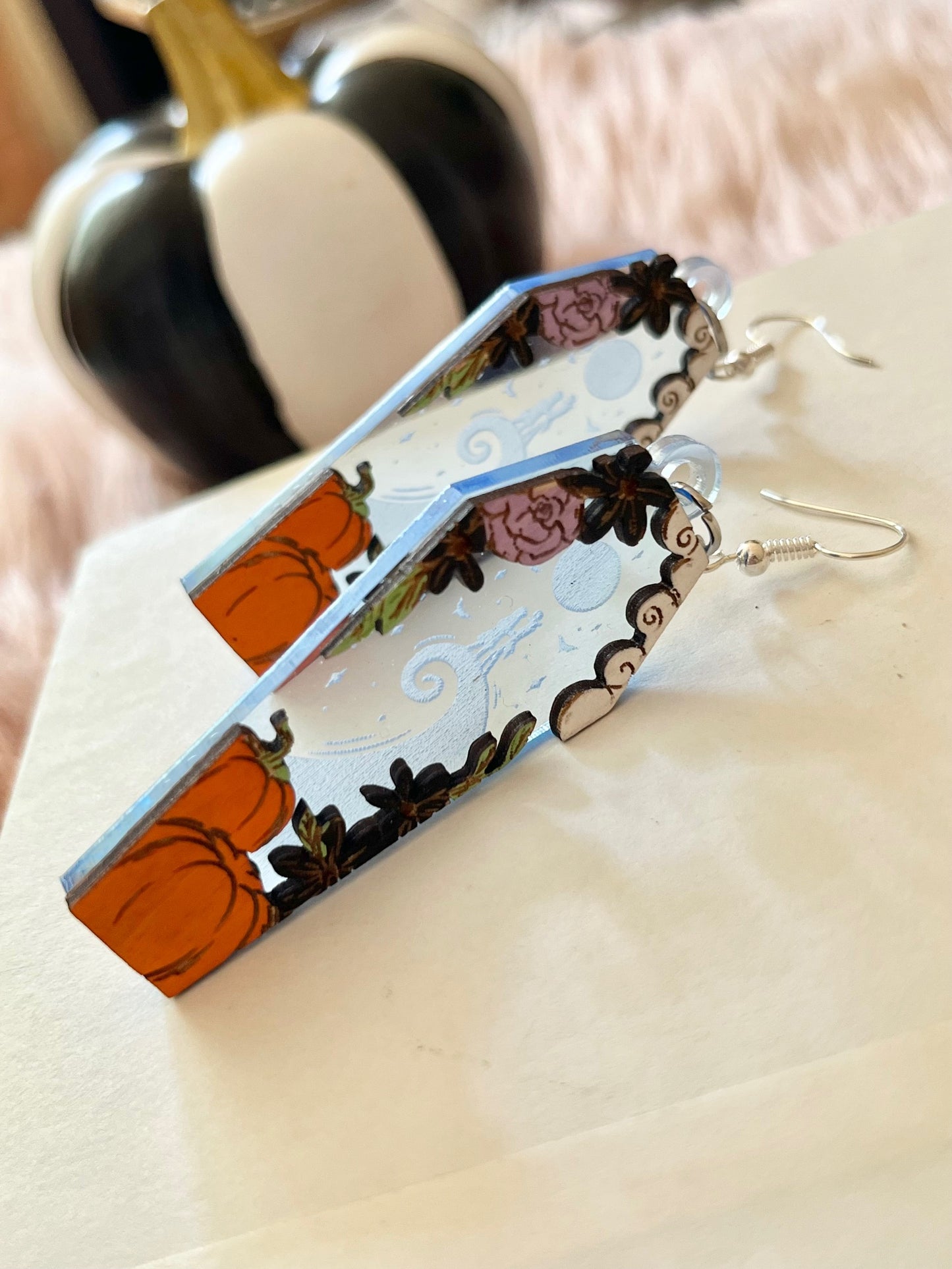Nightmare Earrings Wood & Acrylic