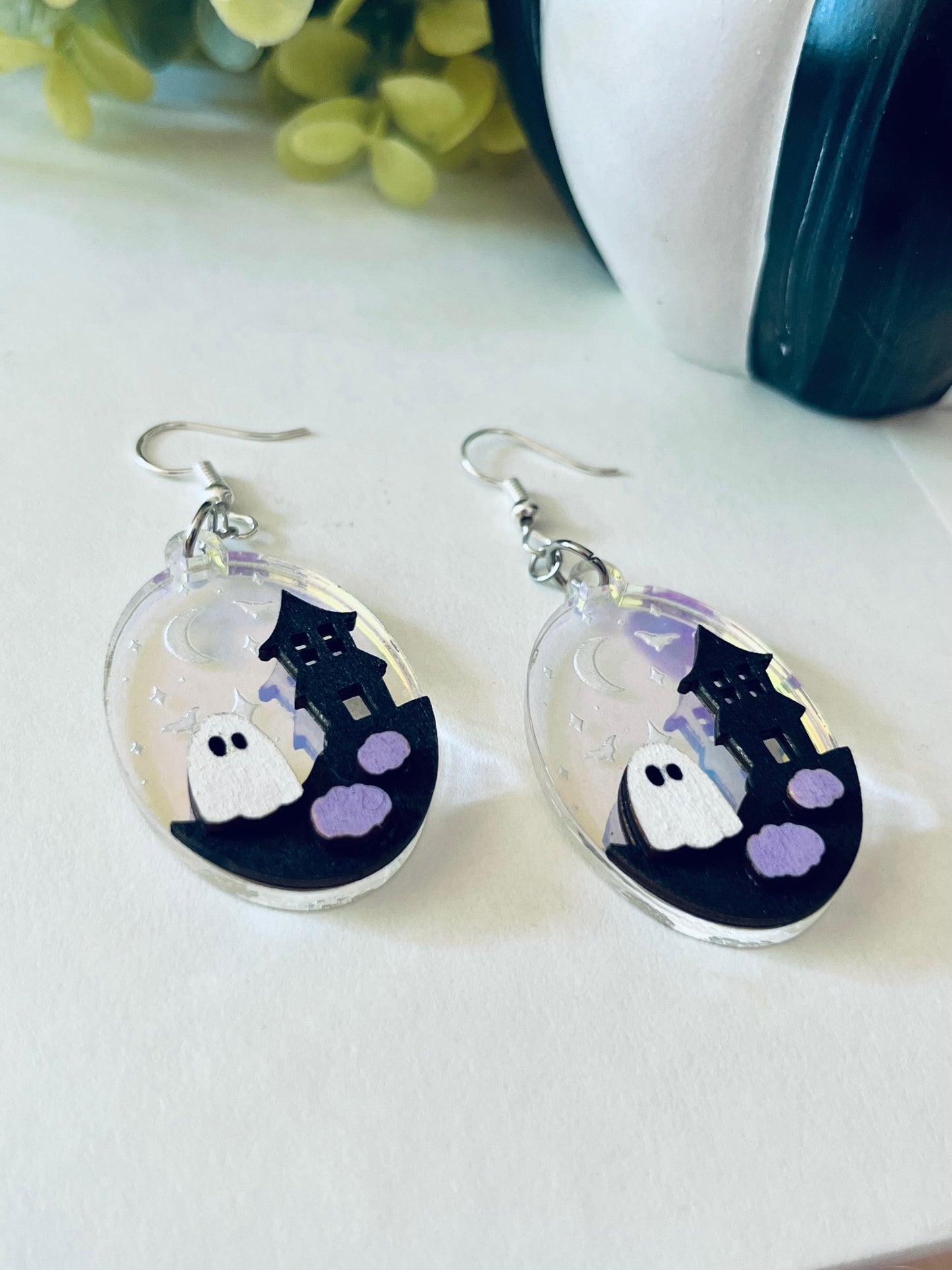 Spooky House Iridescent Earrings