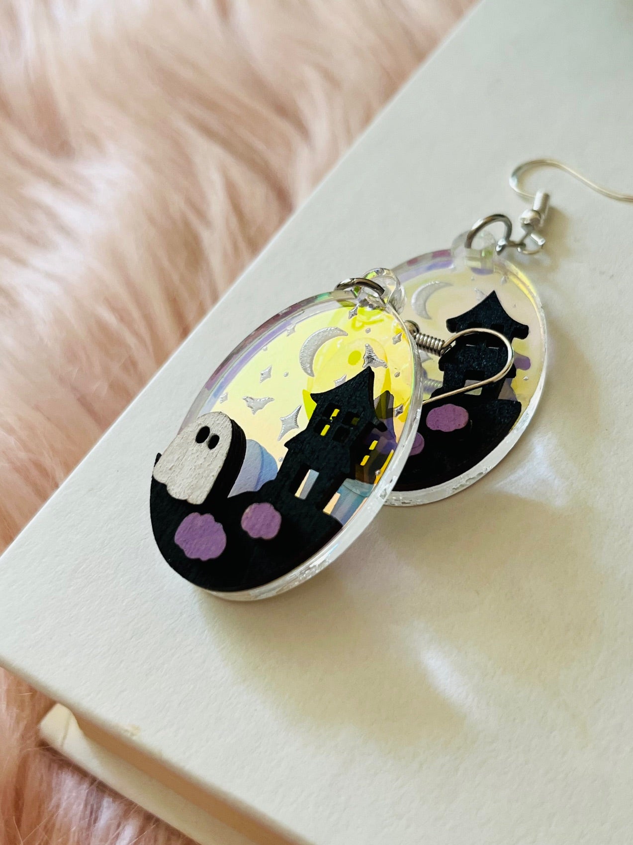 Spooky House Iridescent Earrings