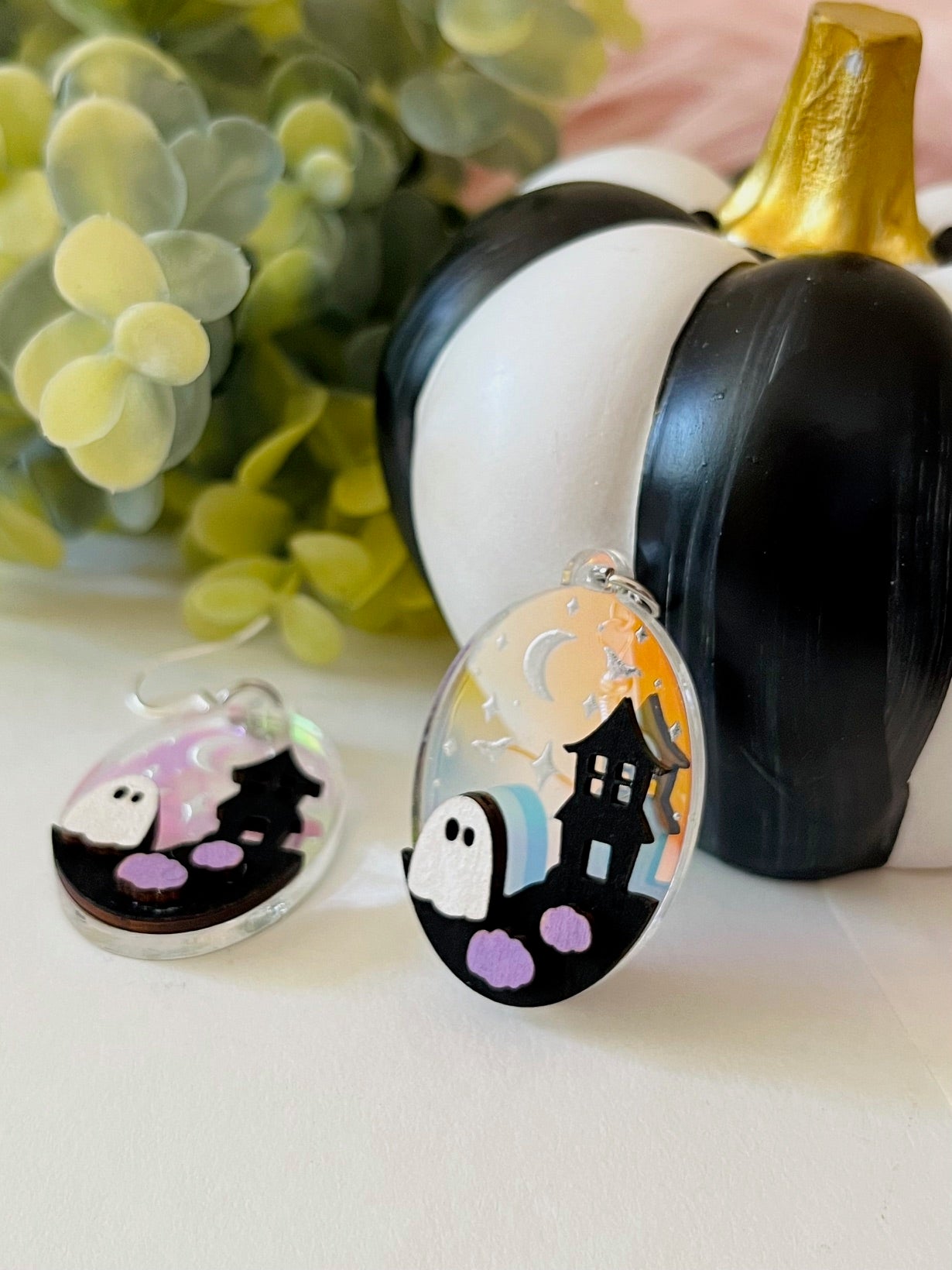 Spooky House Iridescent Earrings