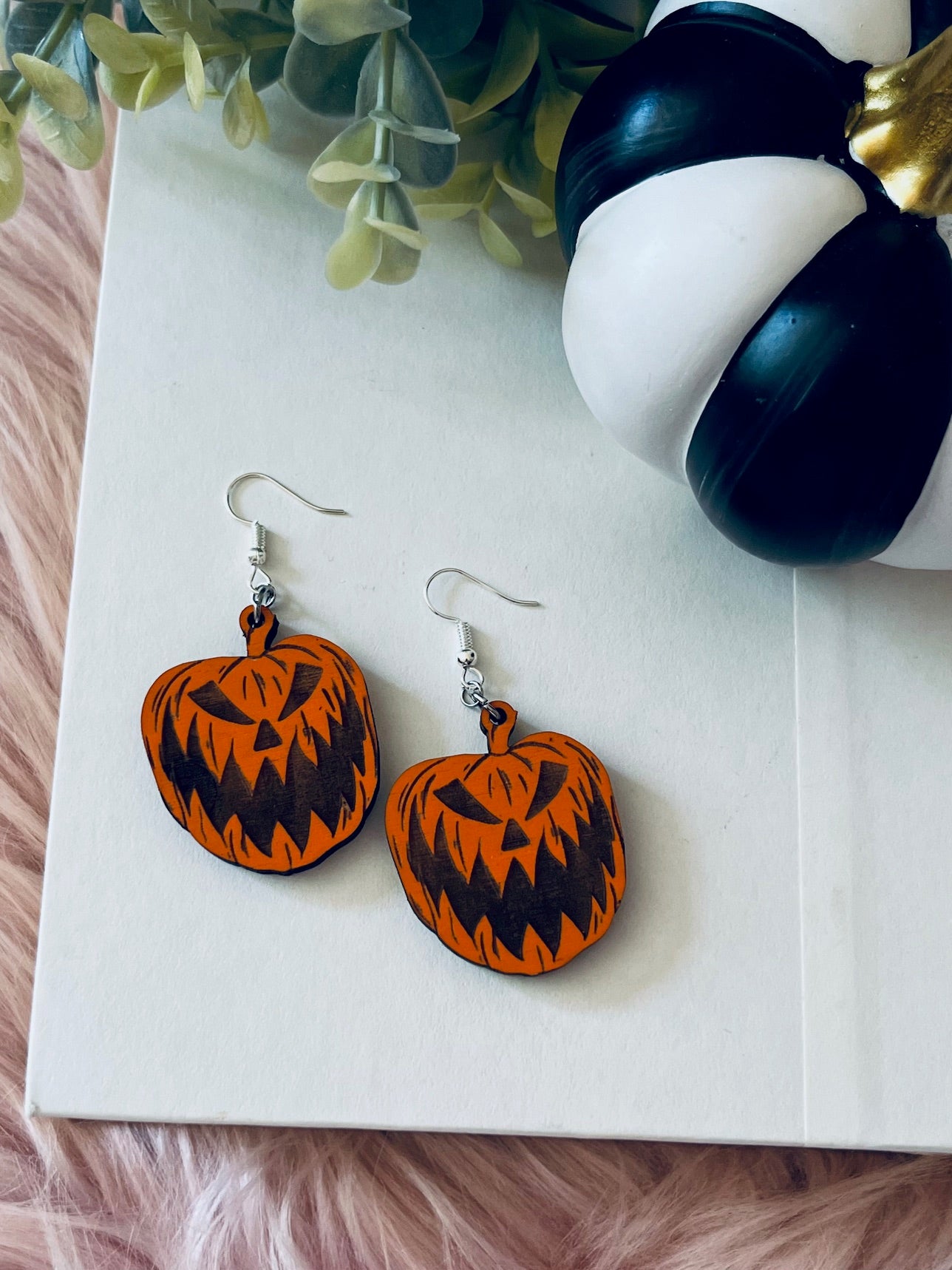 Pumpkin Wood Earrings