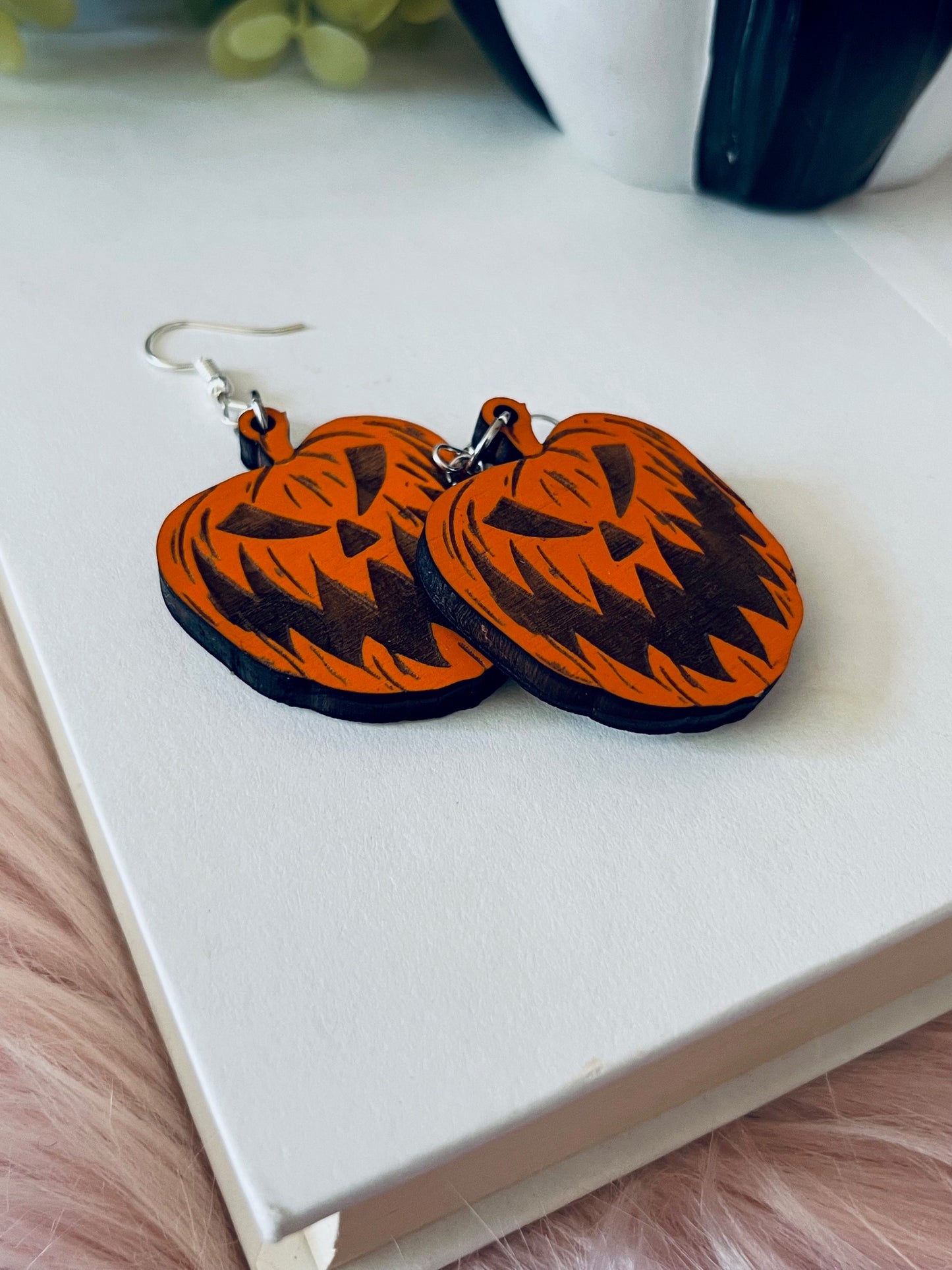 Pumpkin Wood Earrings