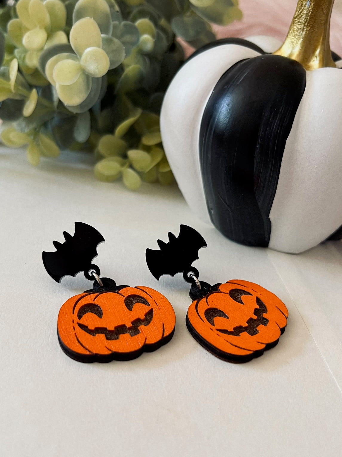 Orange Pumpkin Expression Earring