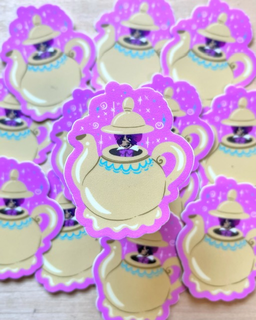 Tea Pot Mouse Vinyl Sticker