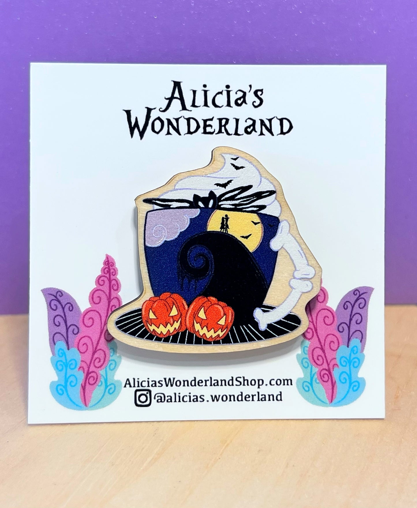 Nightmare Spooky Mug Wood Pin