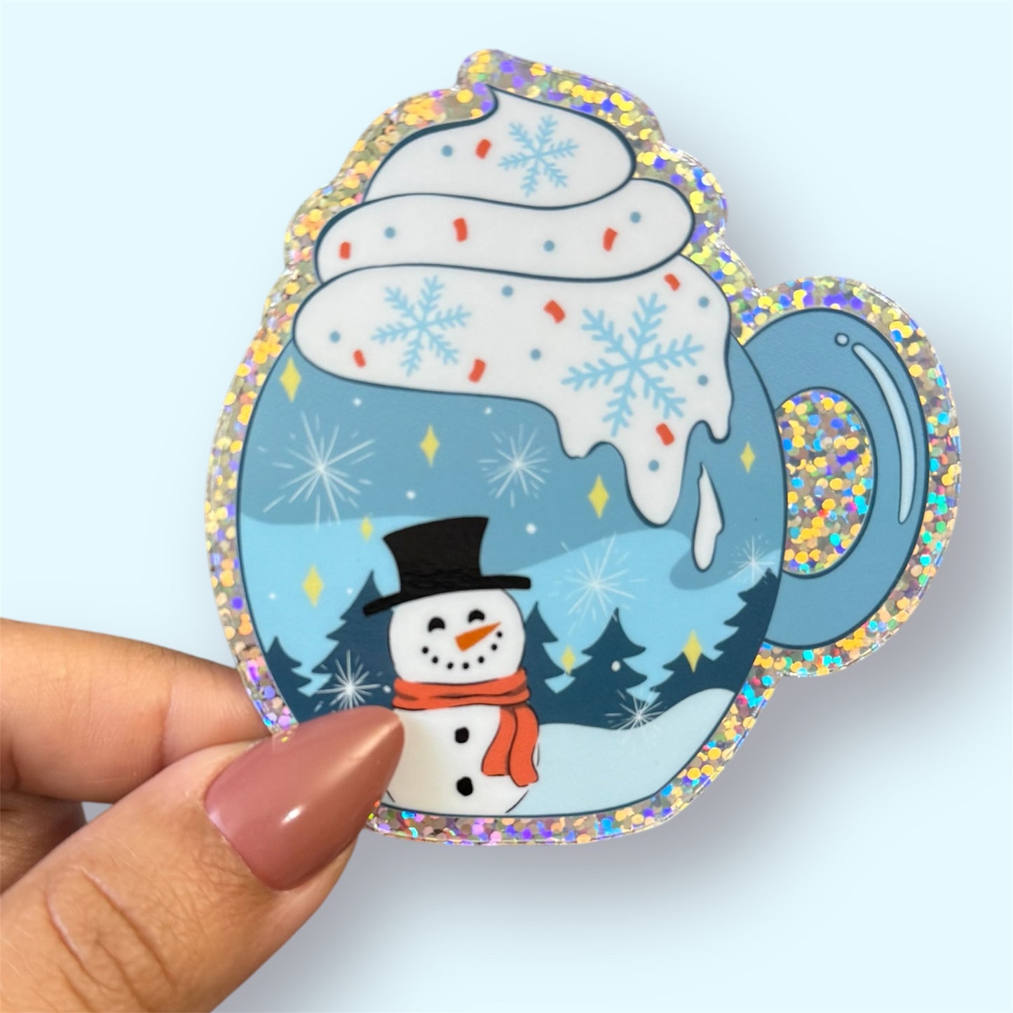 Snowman Glitter Vinyl Sticker
