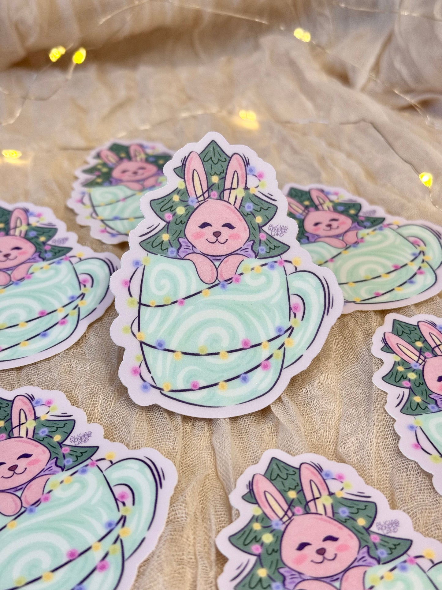 Whimsical Xmas Bunny Sticker