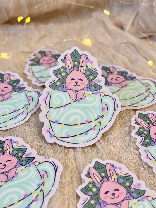Whimsical Xmas Bunny Sticker