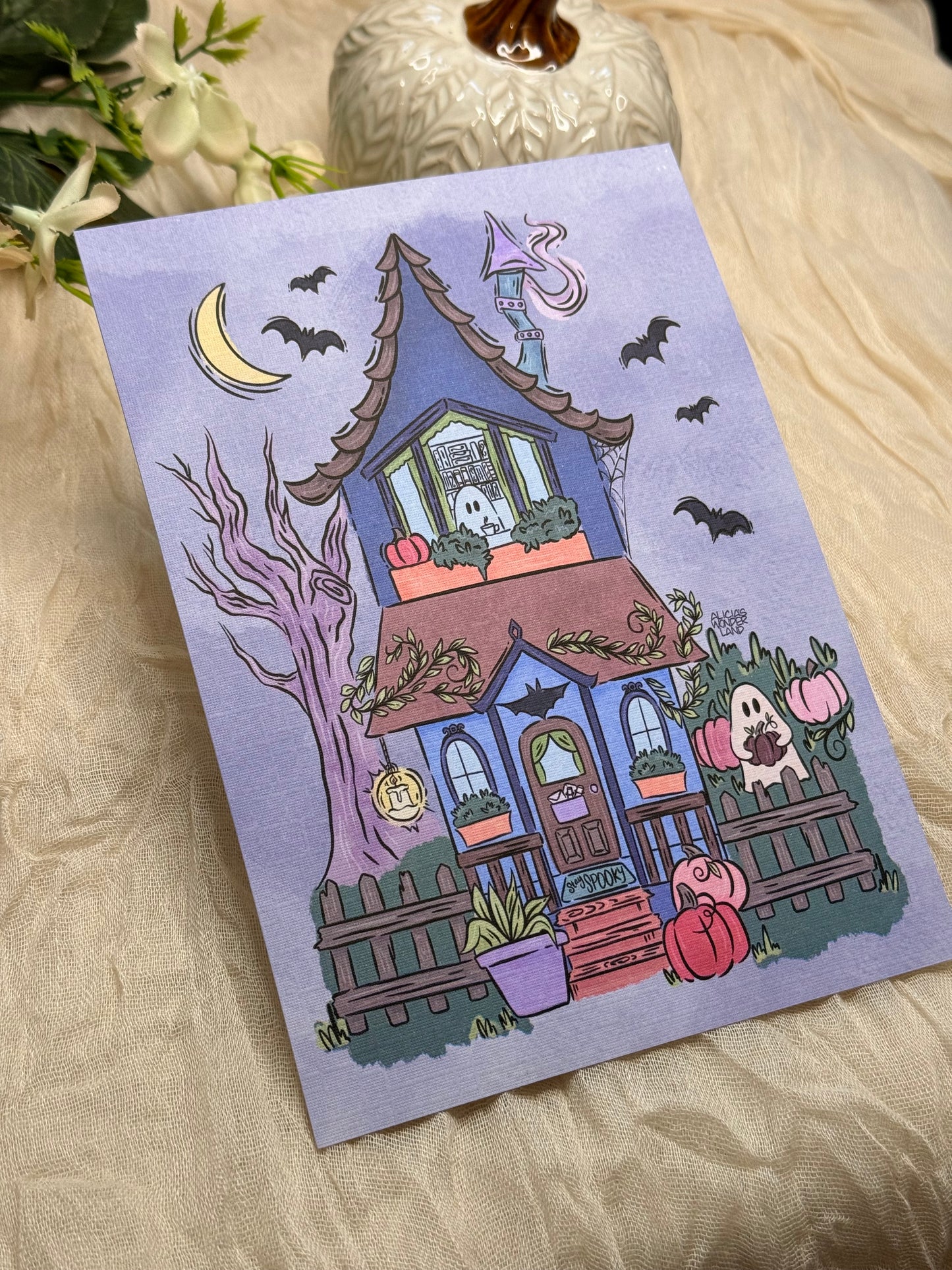 Spooky Ghost House Print