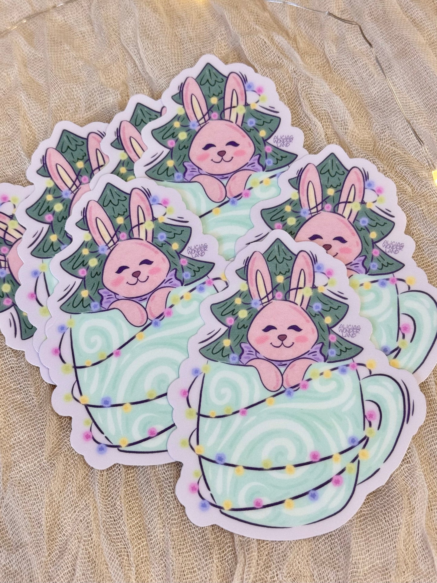 Whimsical Xmas Bunny Sticker