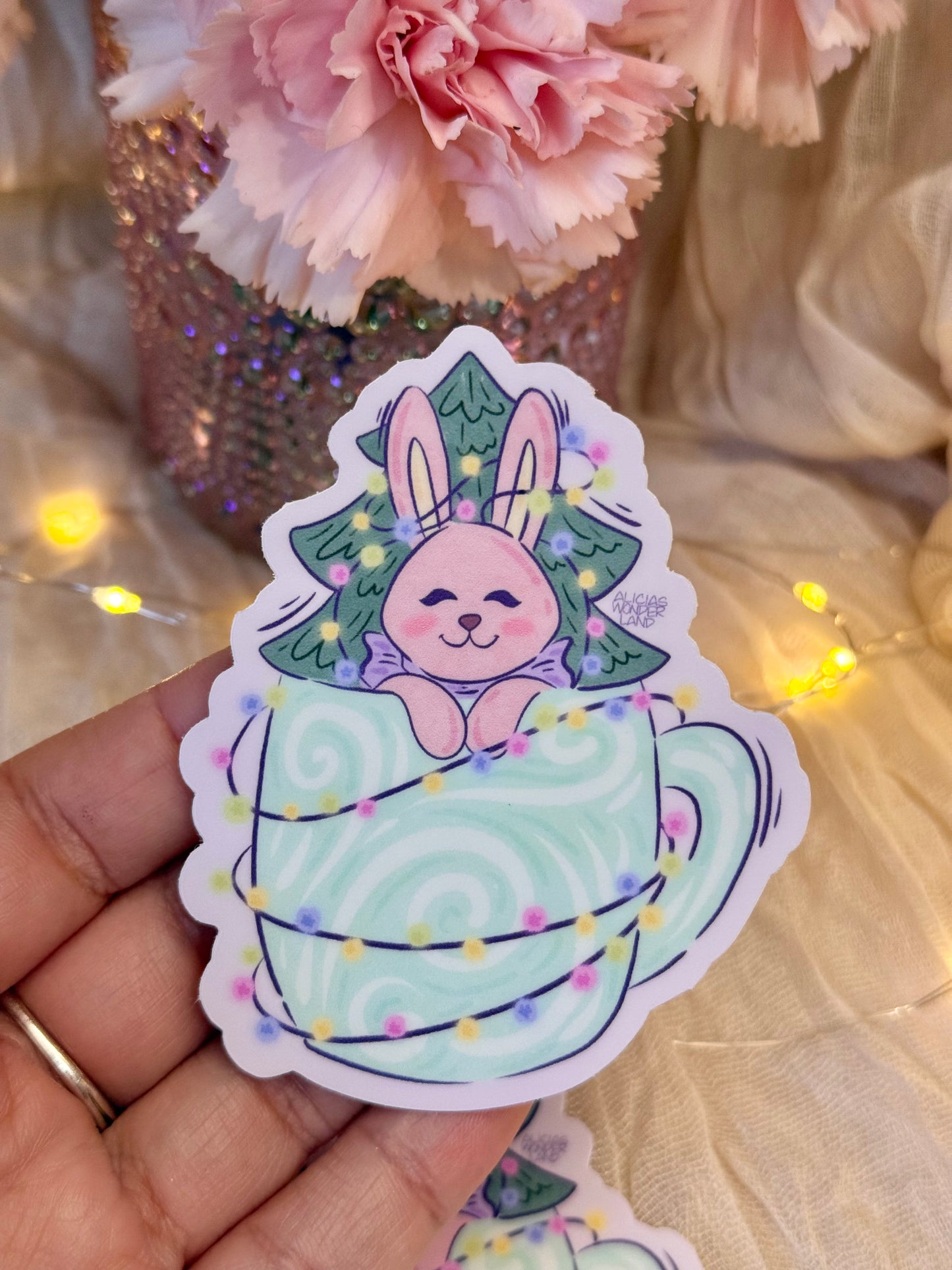 Whimsical Xmas Bunny Sticker