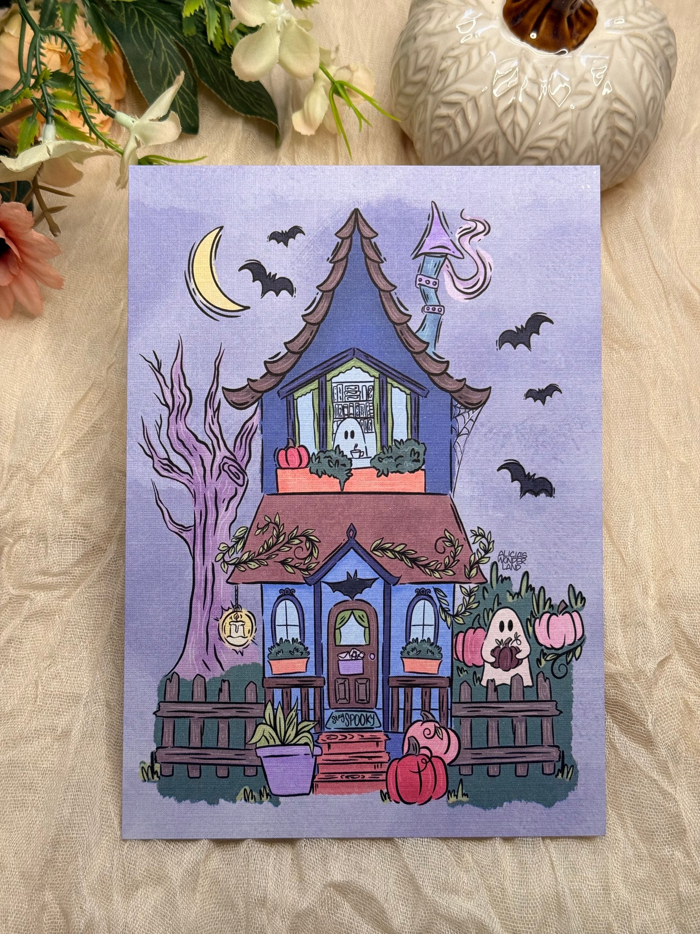 Spooky Ghost House Print