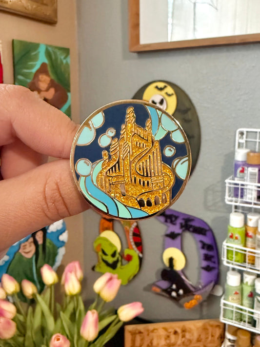 Mermaid Castle Enamel Pin -  1.5” Hard enamel