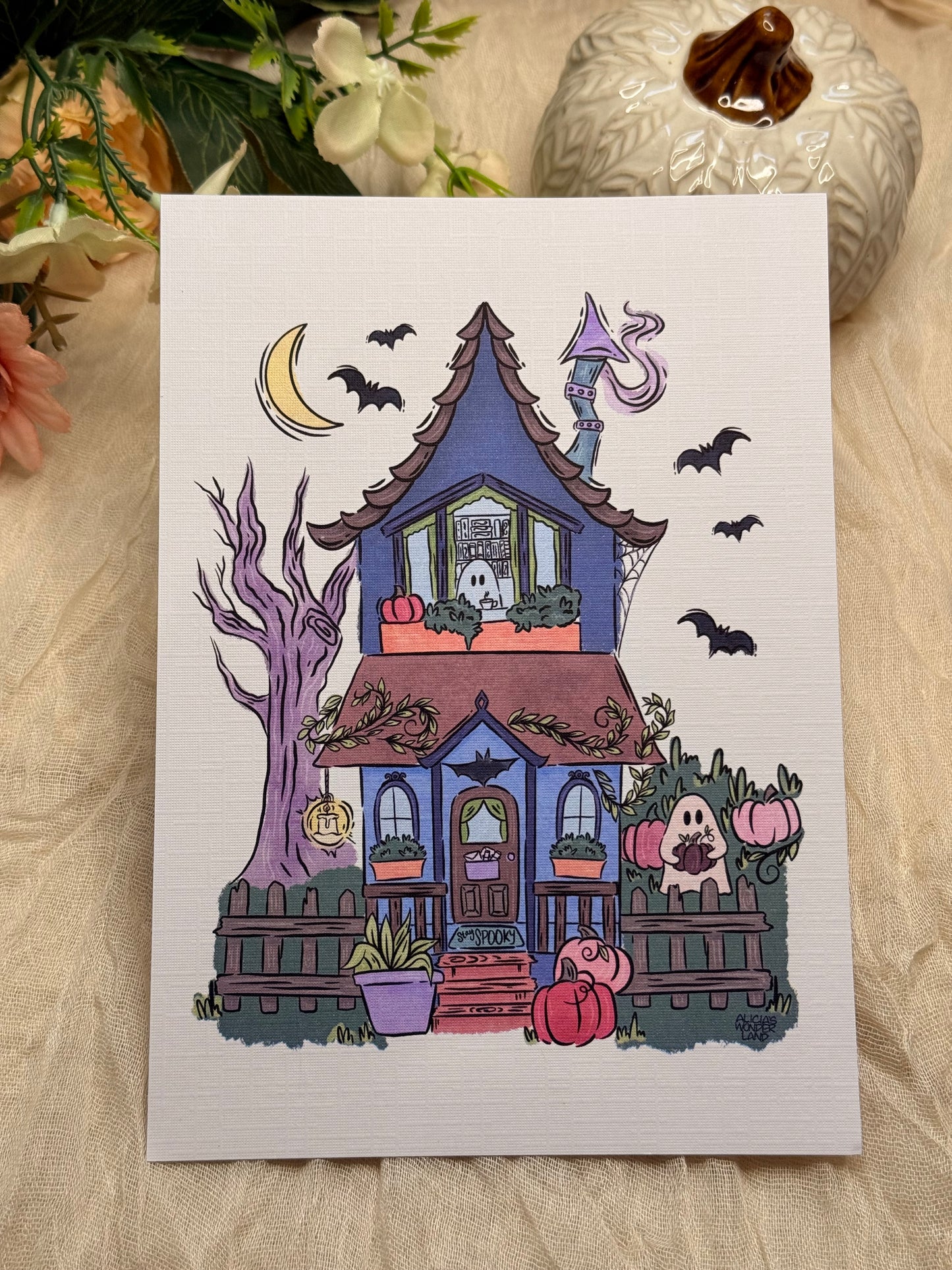 Spooky Ghost House Print