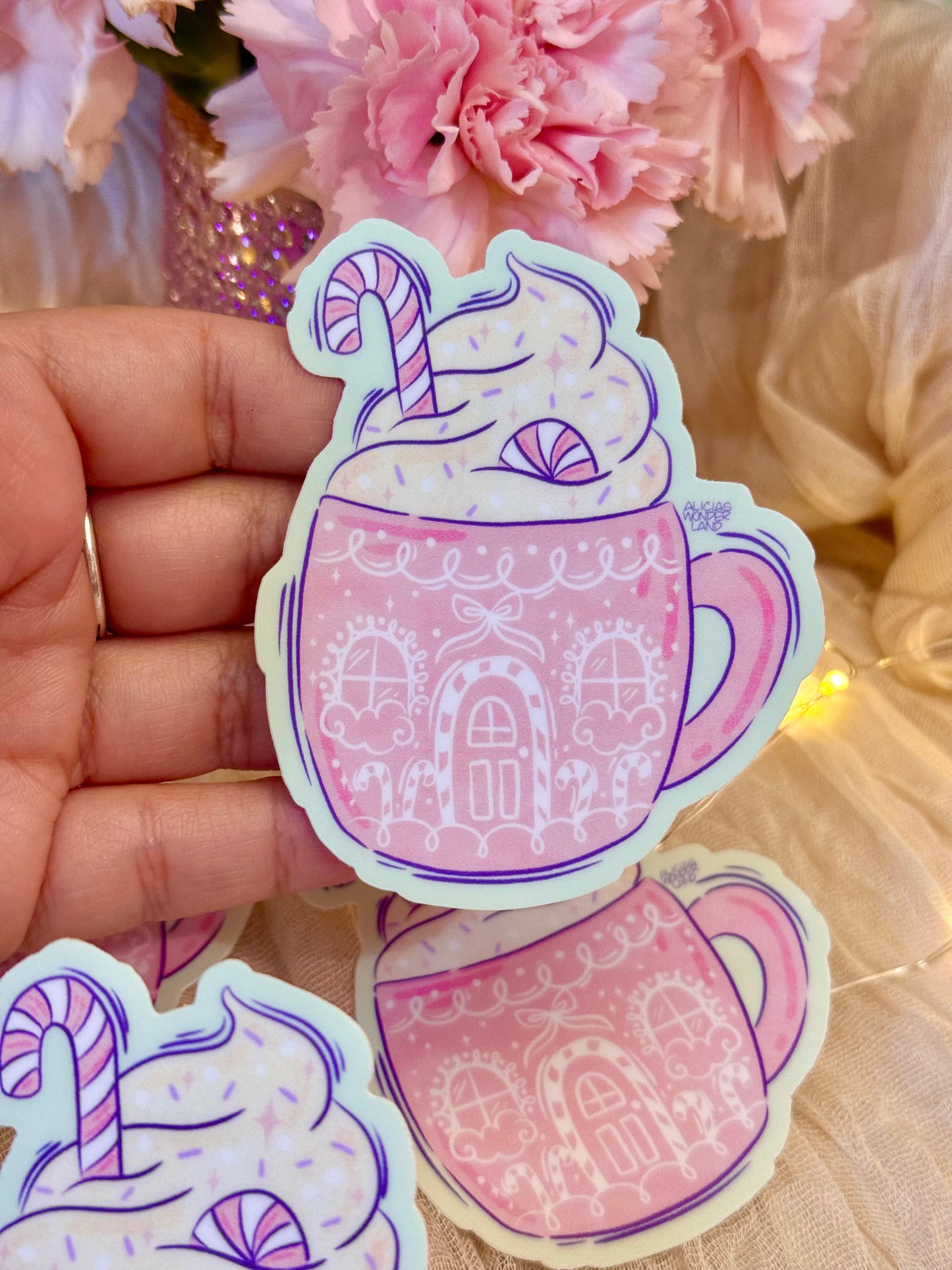 Pink Xmas Mug Sticker