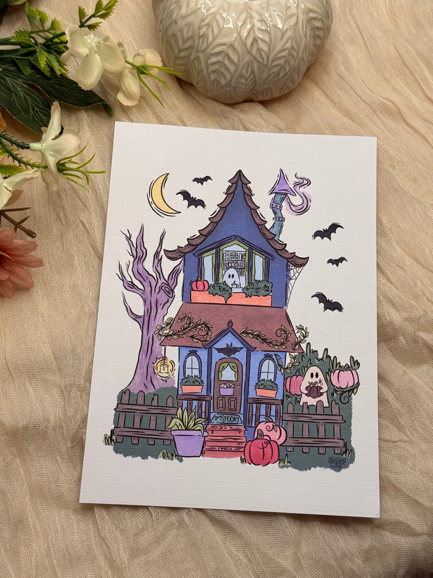Spooky Ghost House Print